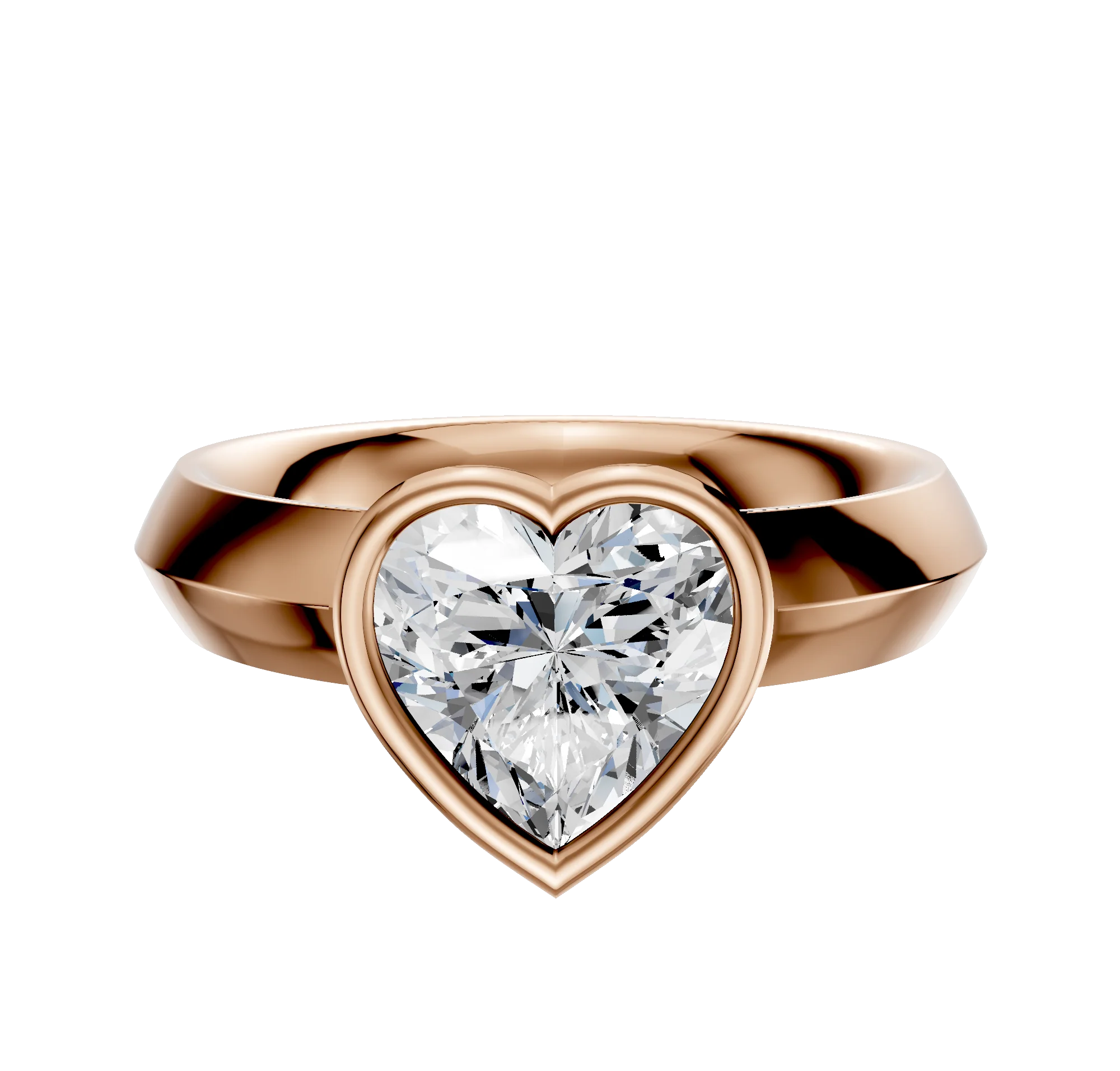 14K Rose Gold Bezel Full Bezel North/South Classic Knife Edge 4.0mm Engagement Ring