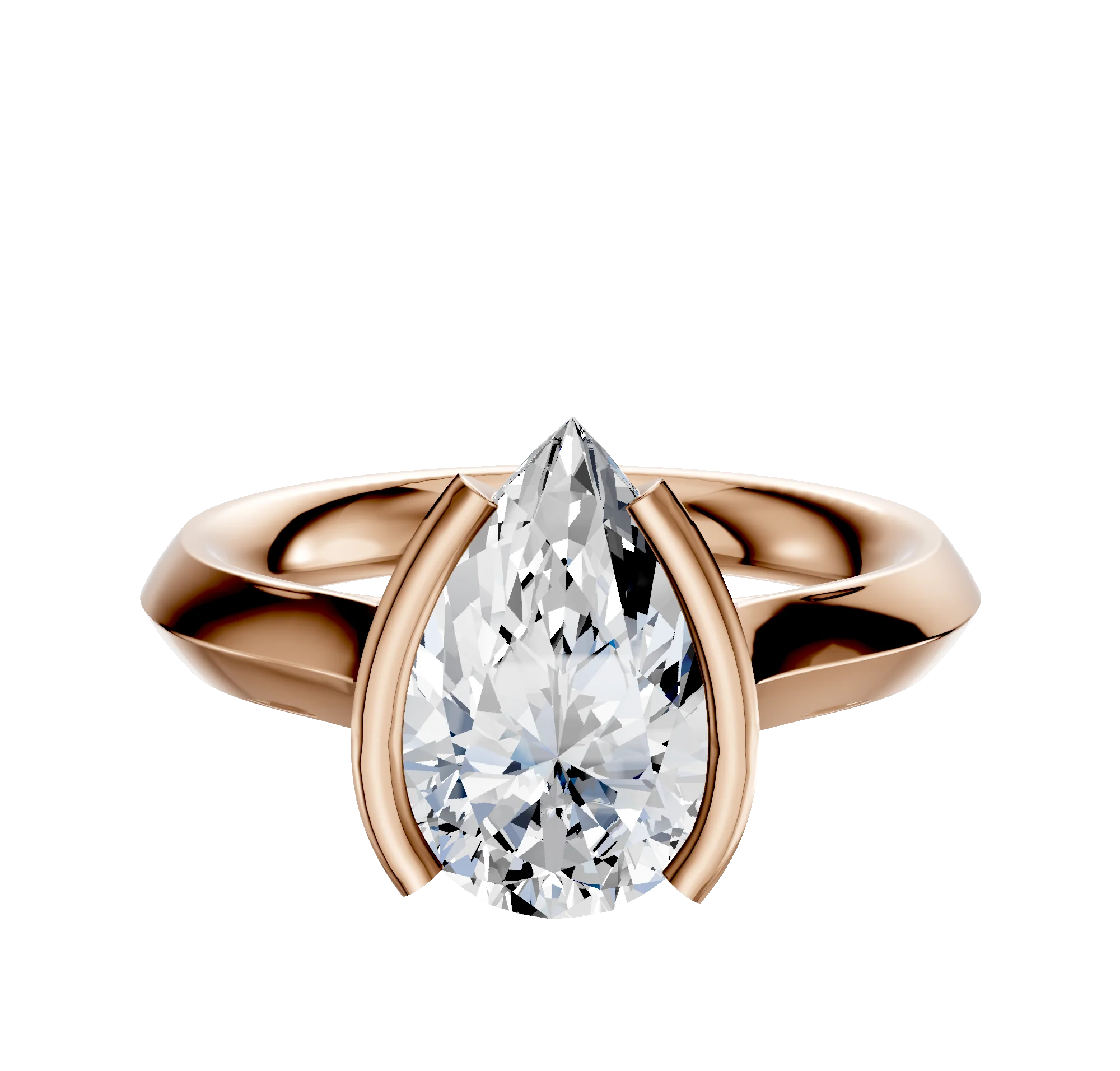 14K Rose Gold Bezel Half Bezel North/South Cathedral Knife Edge 3.0mm Engagement Ring