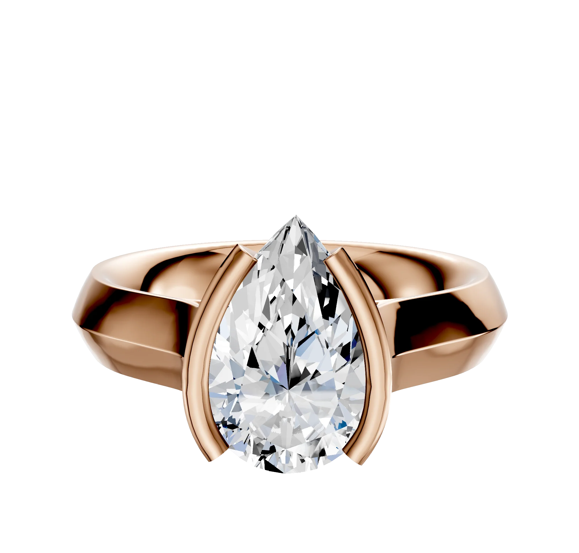 14K Rose Gold Bezel Half Bezel North/South Cathedral Knife Edge 4.0mm Engagement Ring