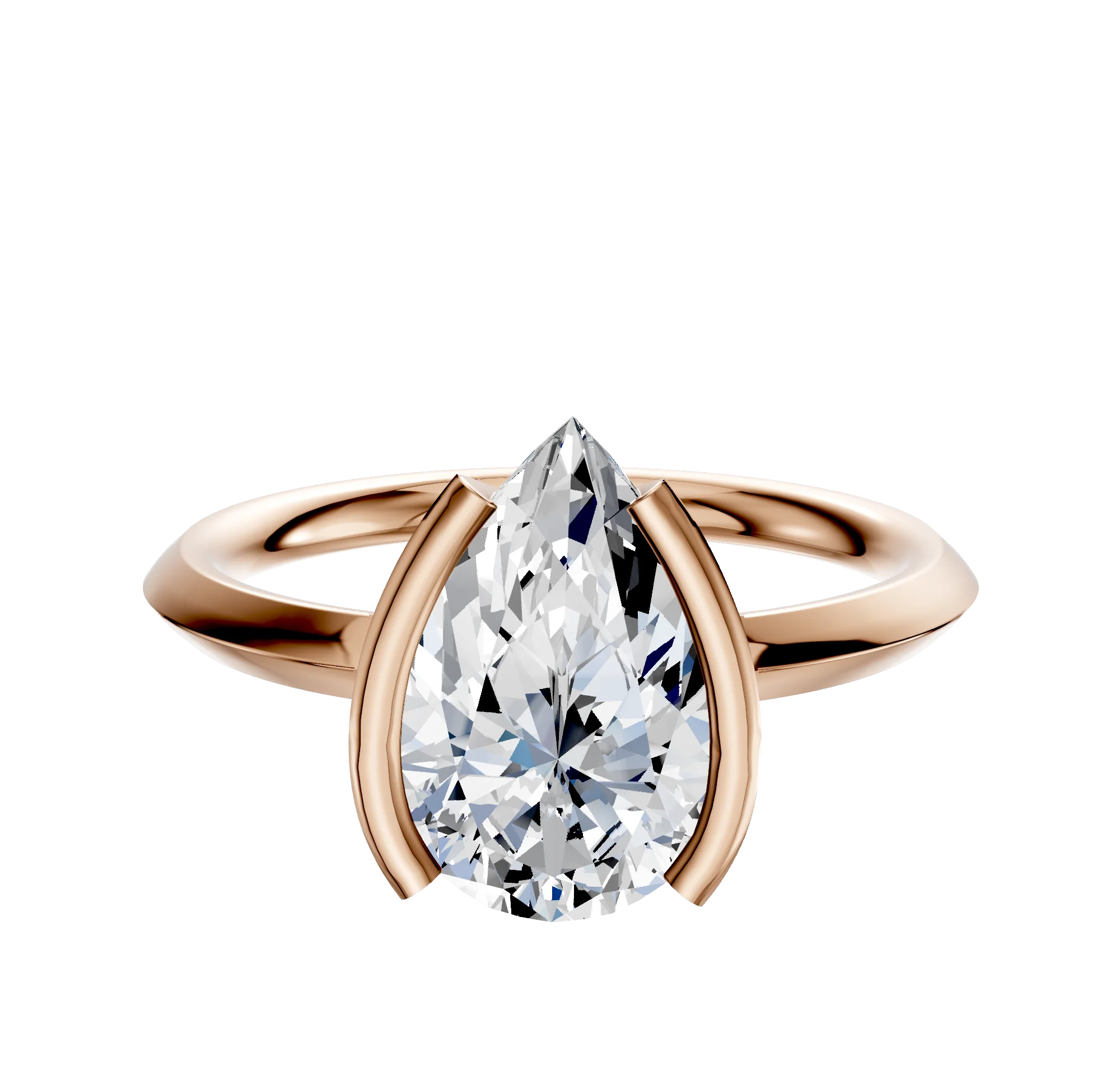14K Rose Gold Bezel Half Bezel North/South Classic Knife Edge 2.0mm Engagement Ring
