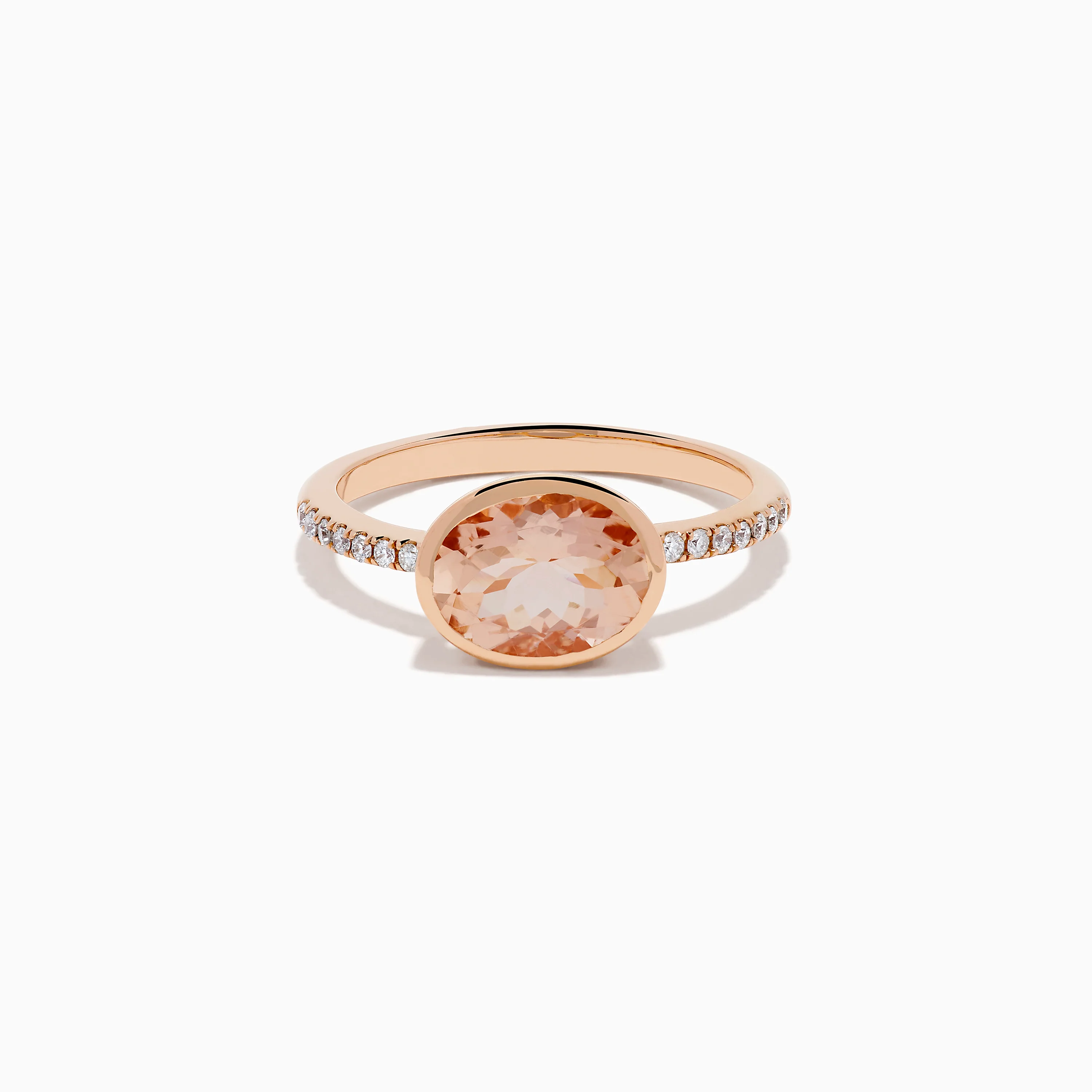 14K Rose Gold Morganite and Diamond East West Bezel Ring