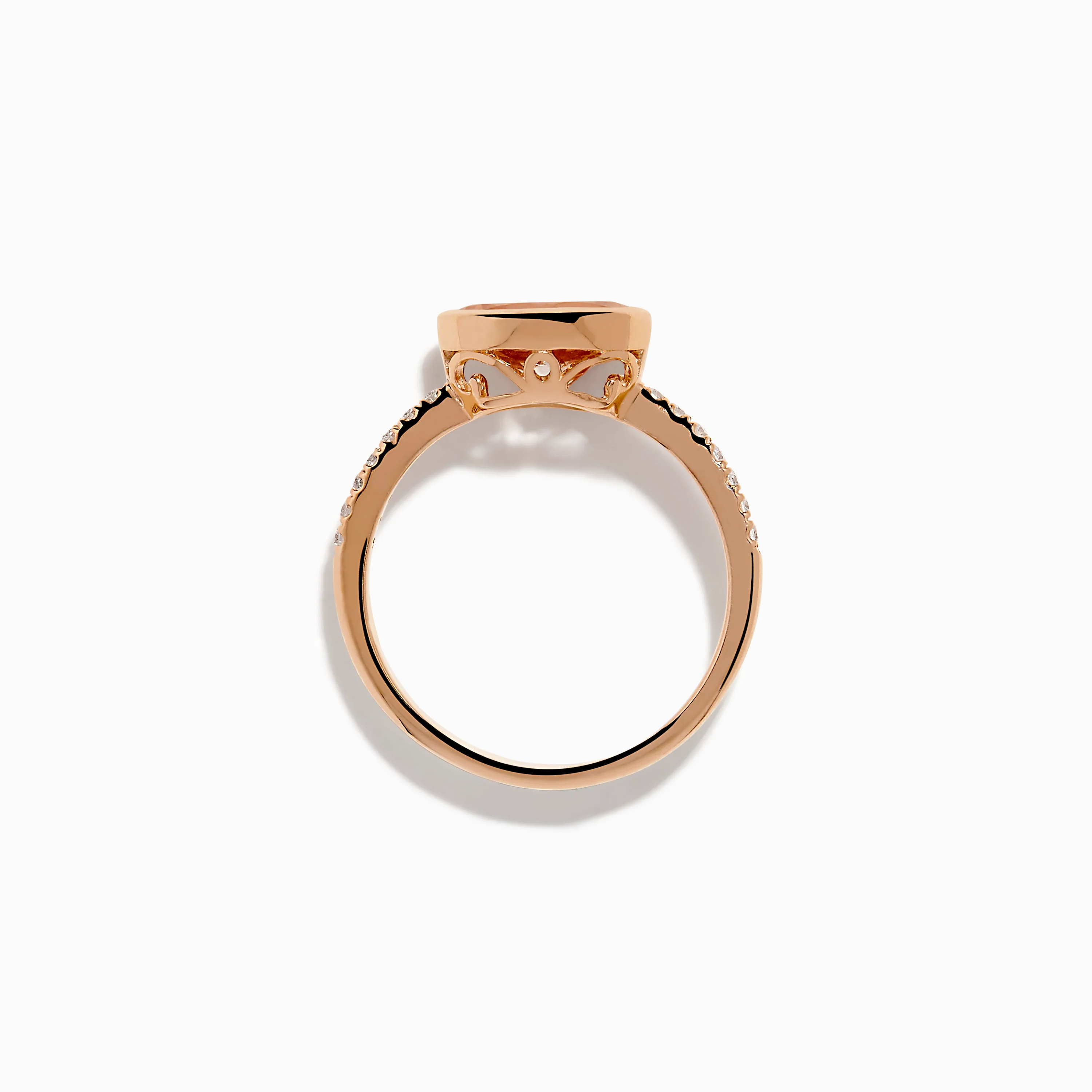 14K Rose Gold Morganite and Diamond East West Bezel Ring - Image 3