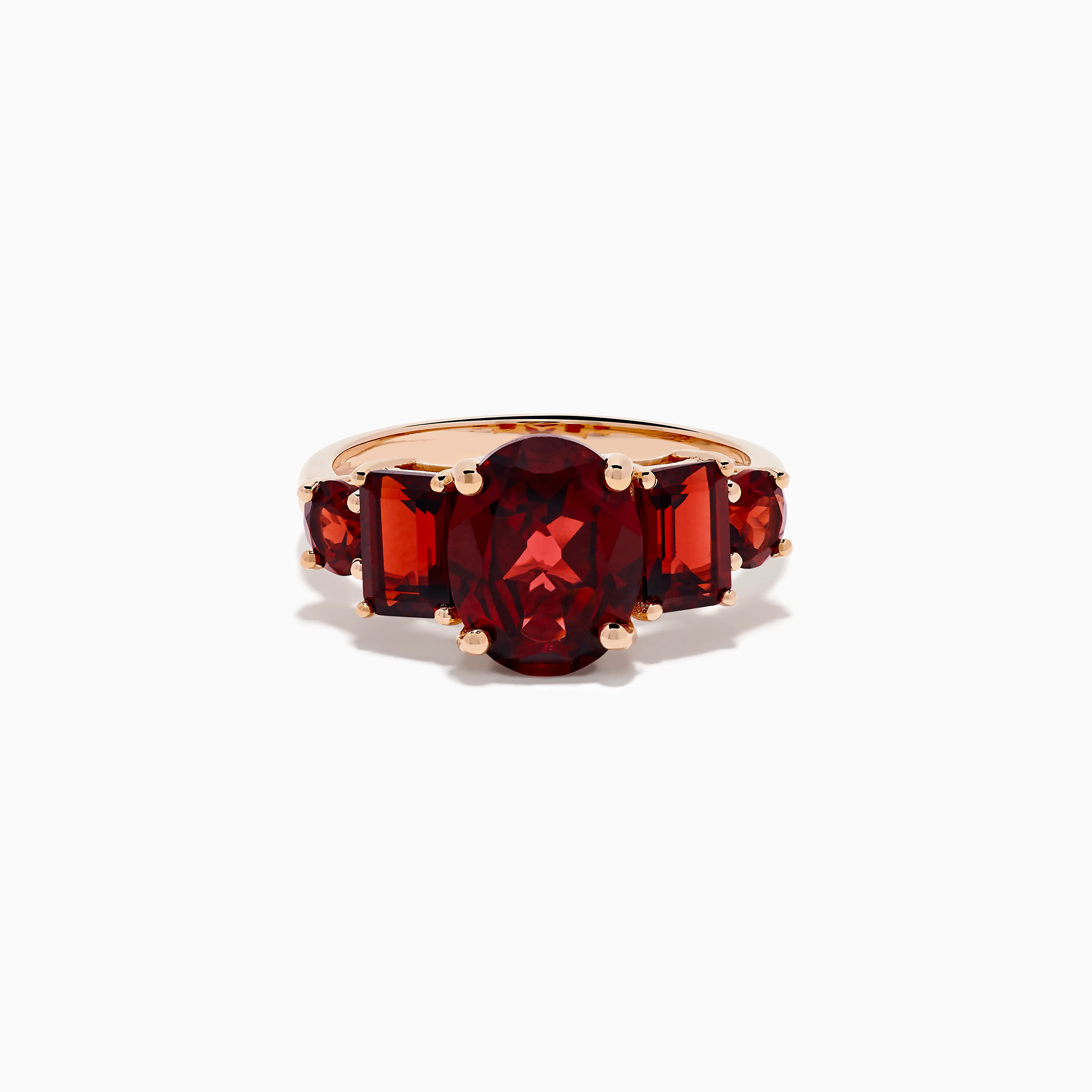 14K Rose Gold Multi Shape Garnet and Diamond Hidden Halo Ring