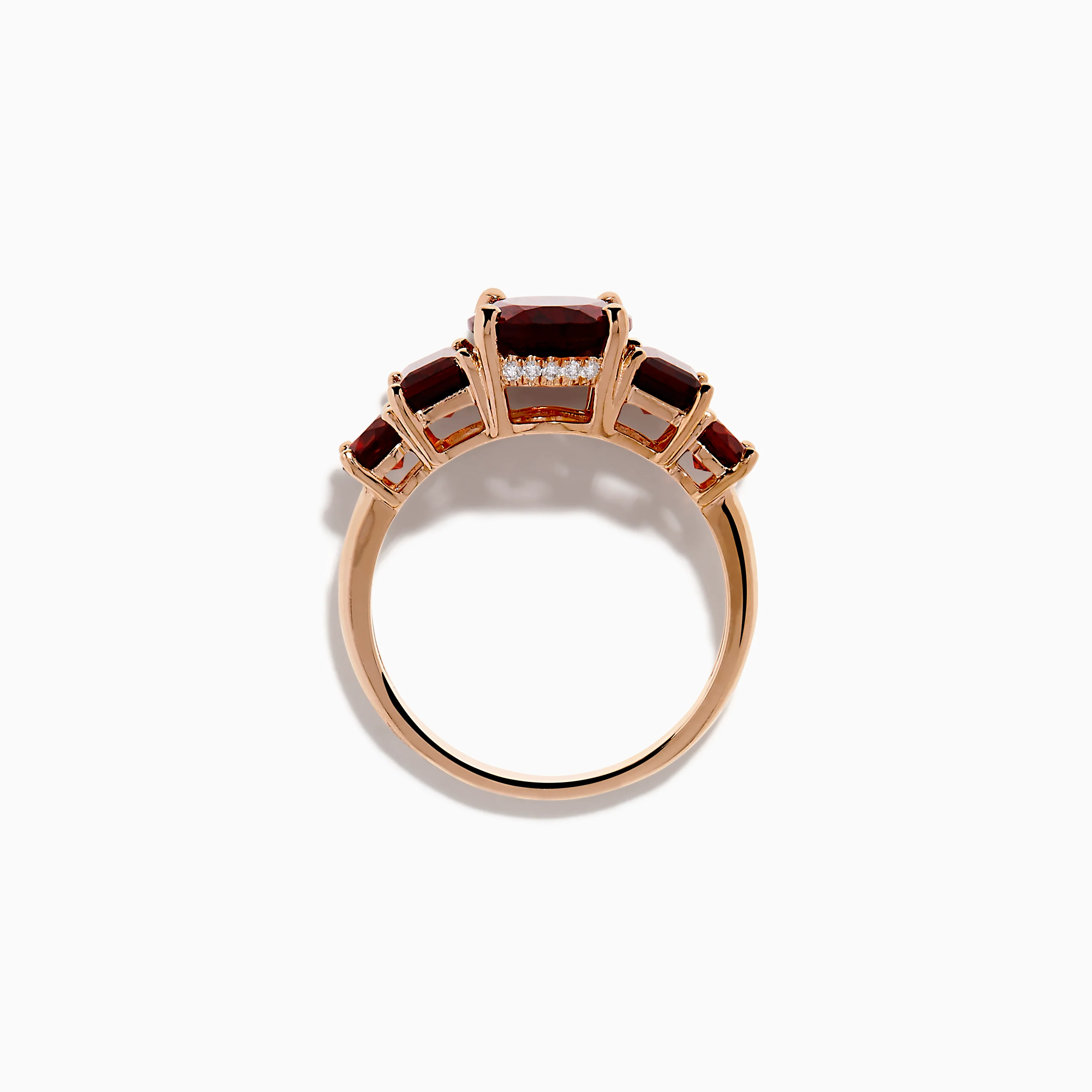 14K Rose Gold Multi Shape Garnet and Diamond Hidden Halo Ring - Image 3