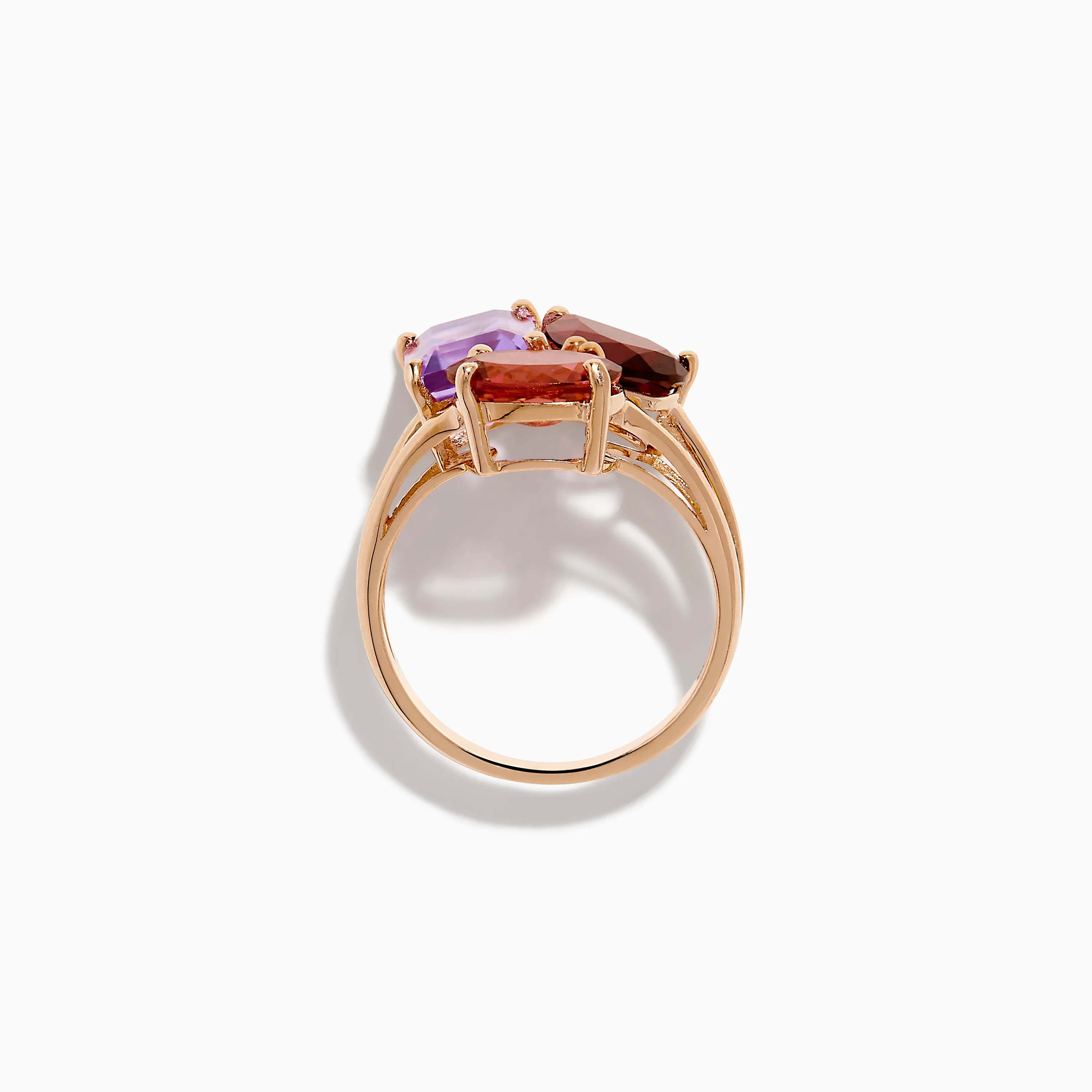 14K Rose Gold Pink Amethyst, Tourmaline & Rhodolite Cocktail Ring - Image 3