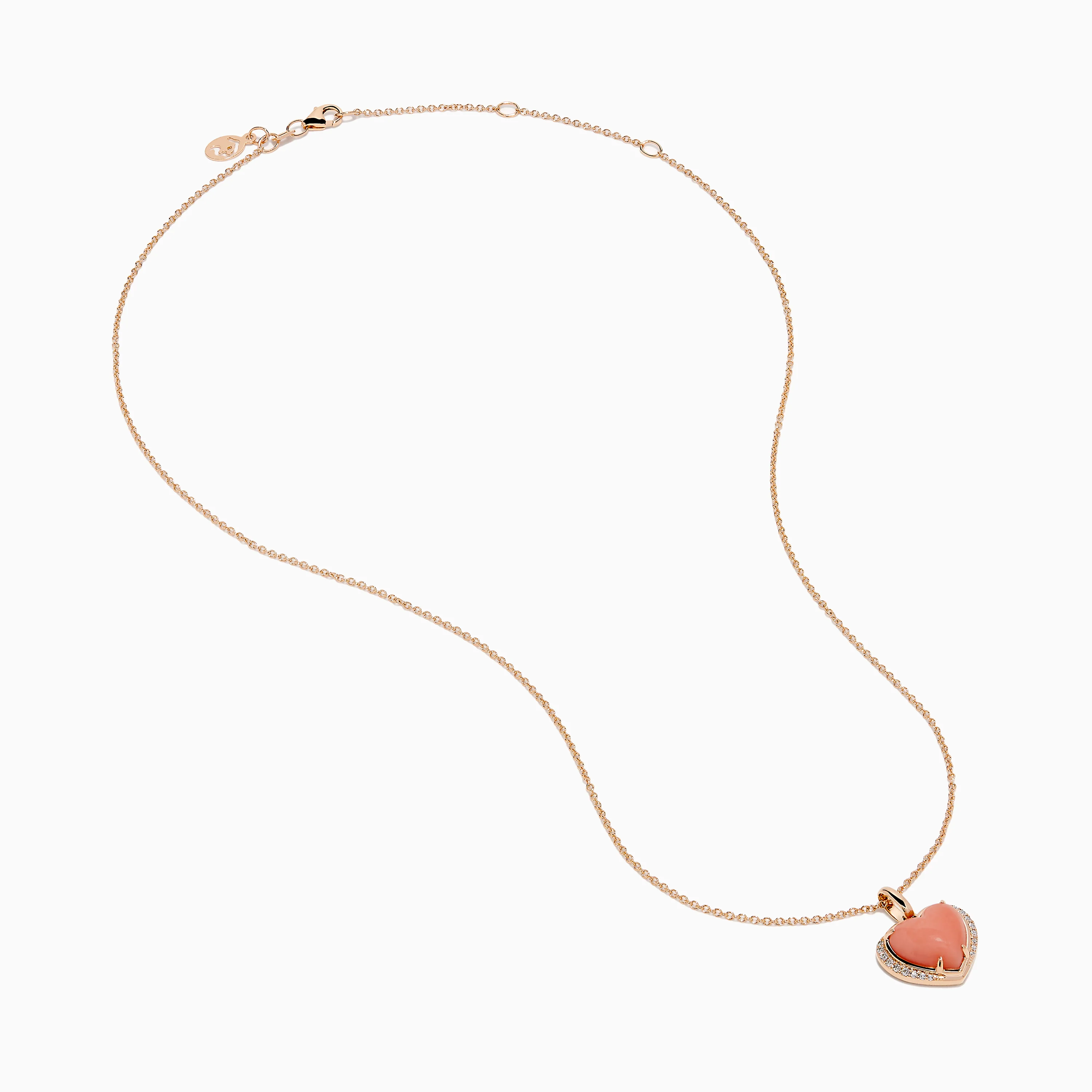 14K Rose Gold Pink Opal and Diamond Heart Pendant - Image 2