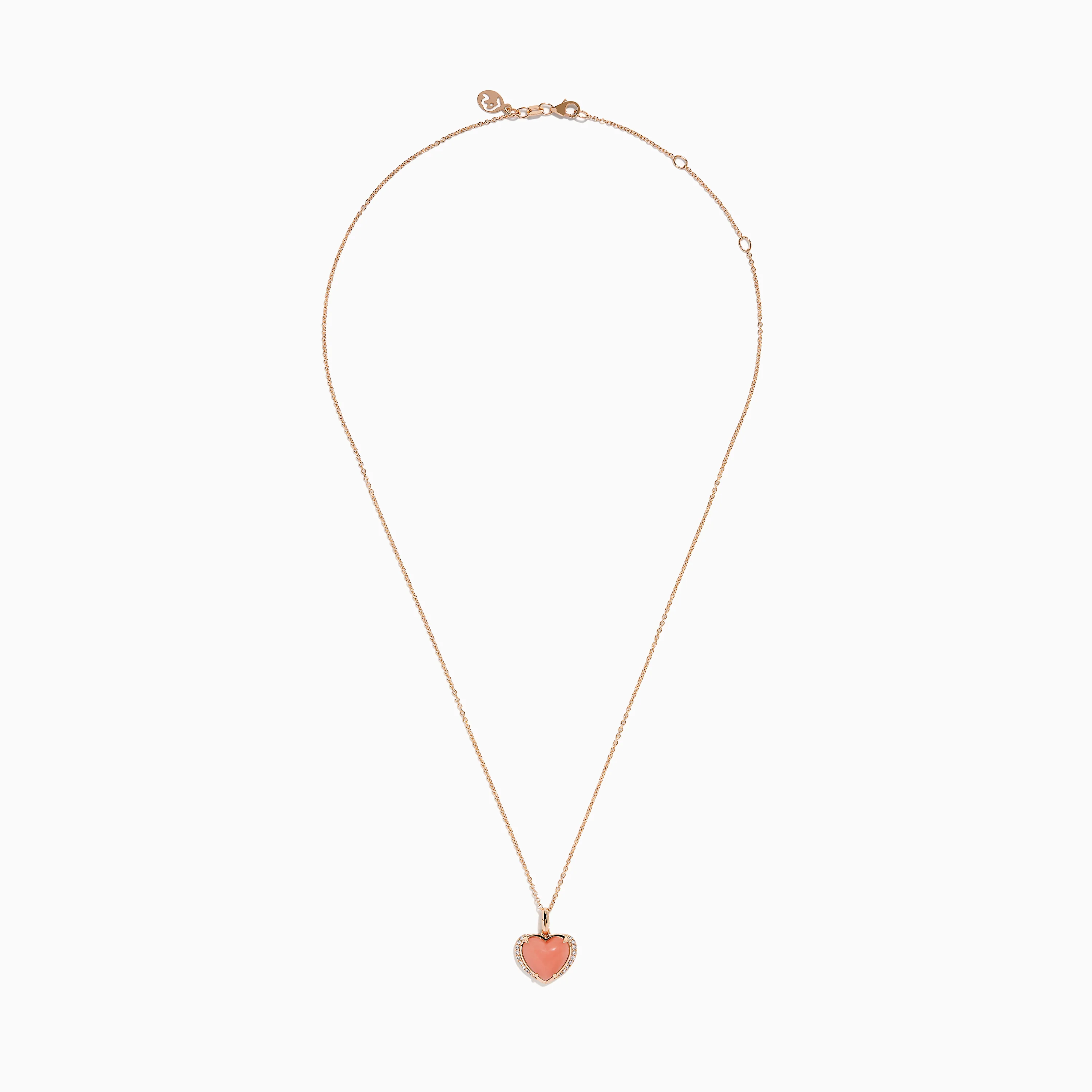 14K Rose Gold Pink Opal and Diamond Heart Pendant - Image 3