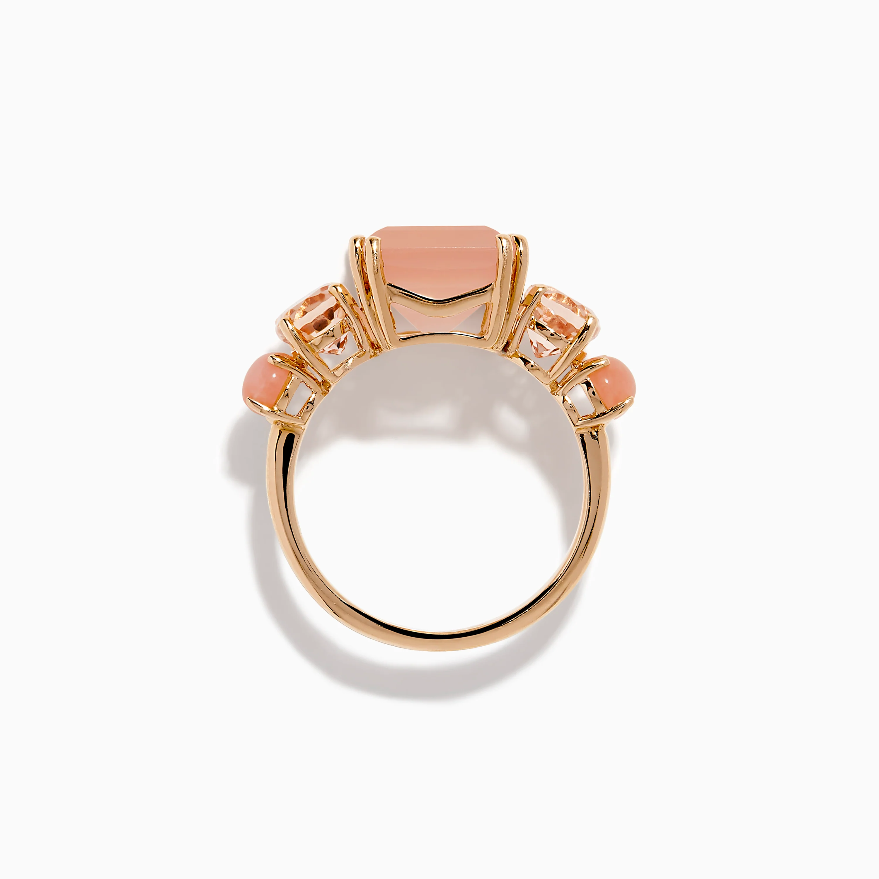 14K Rose Gold Pink Rose Quartz, Pink Opal and Morganite Ring - Image 3
