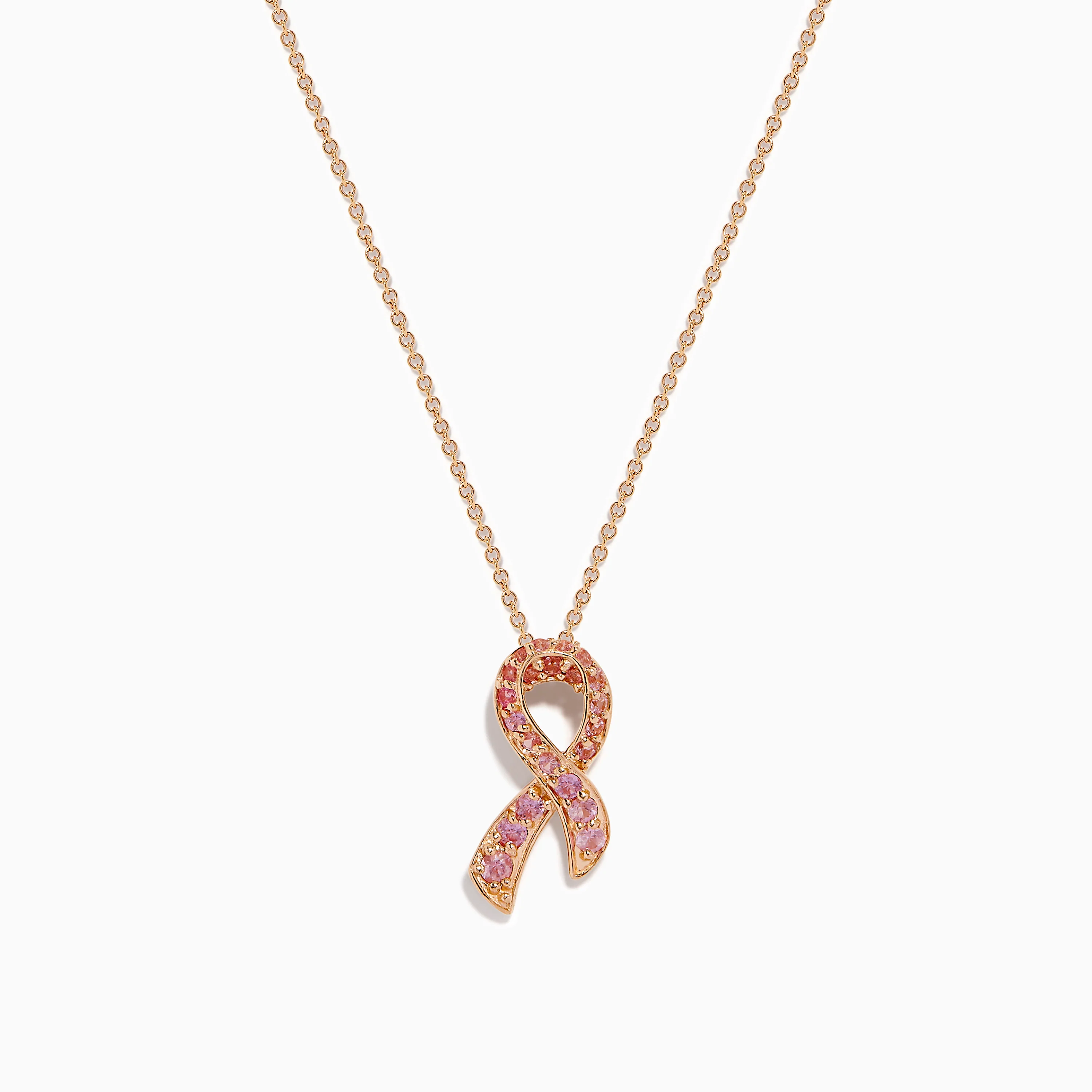 14K Rose Gold Pink Sapphire Ribbon Pendant