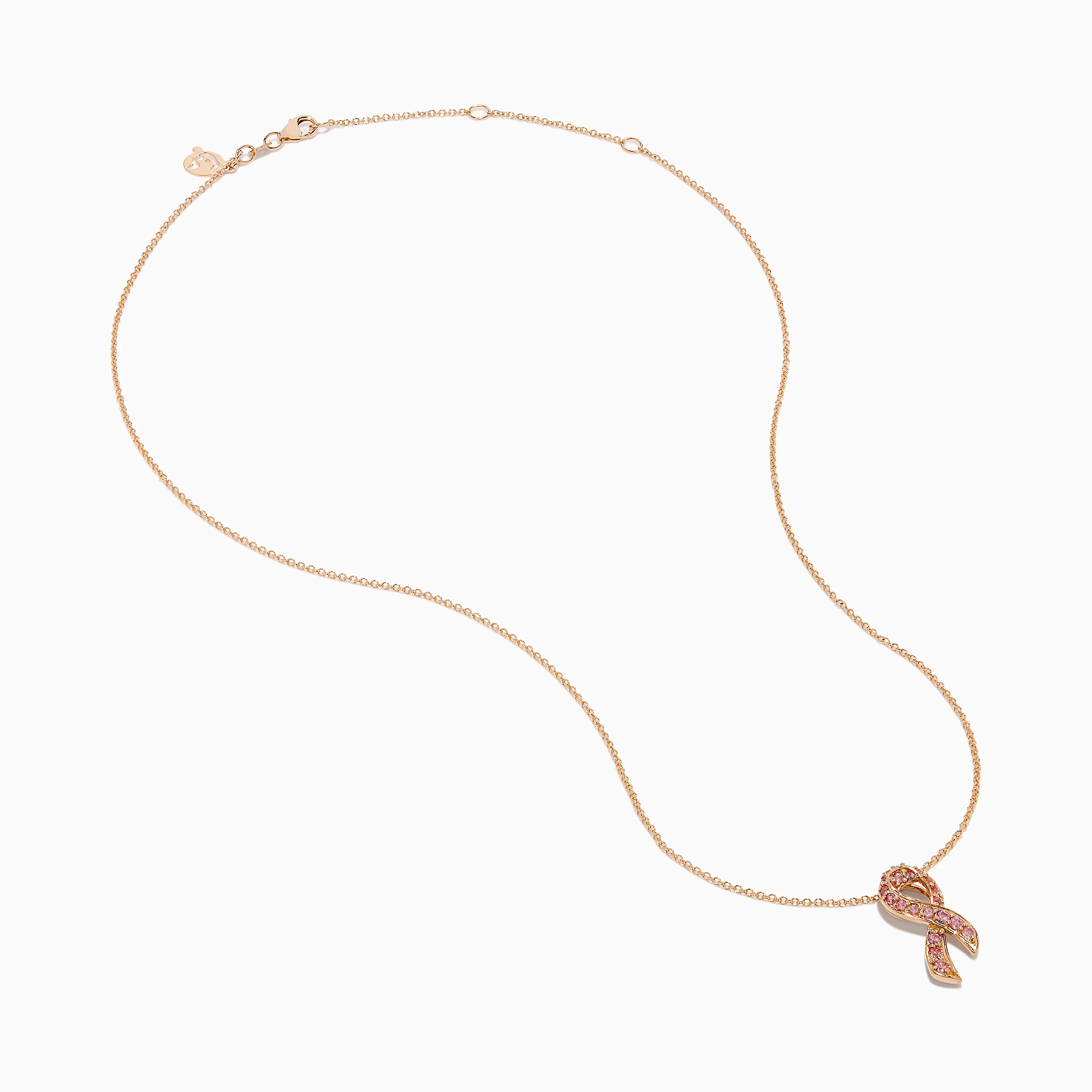 14K Rose Gold Pink Sapphire Ribbon Pendant - Image 2