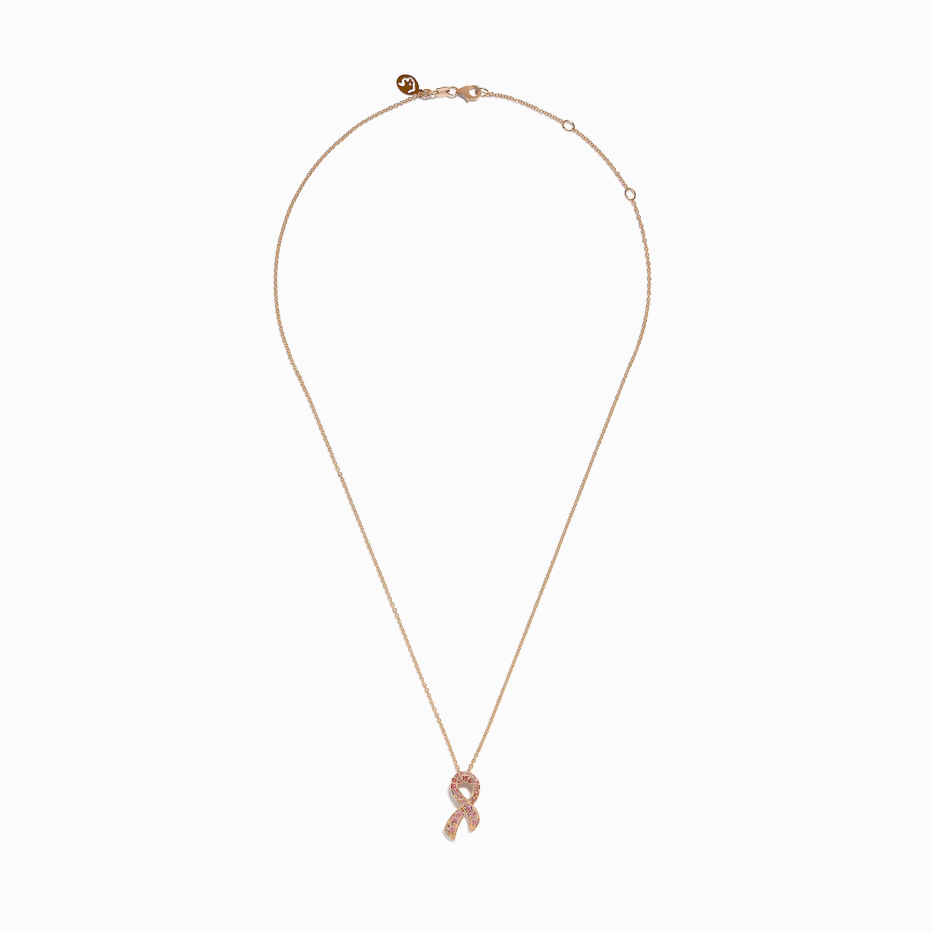 14K Rose Gold Pink Sapphire Ribbon Pendant - Image 3