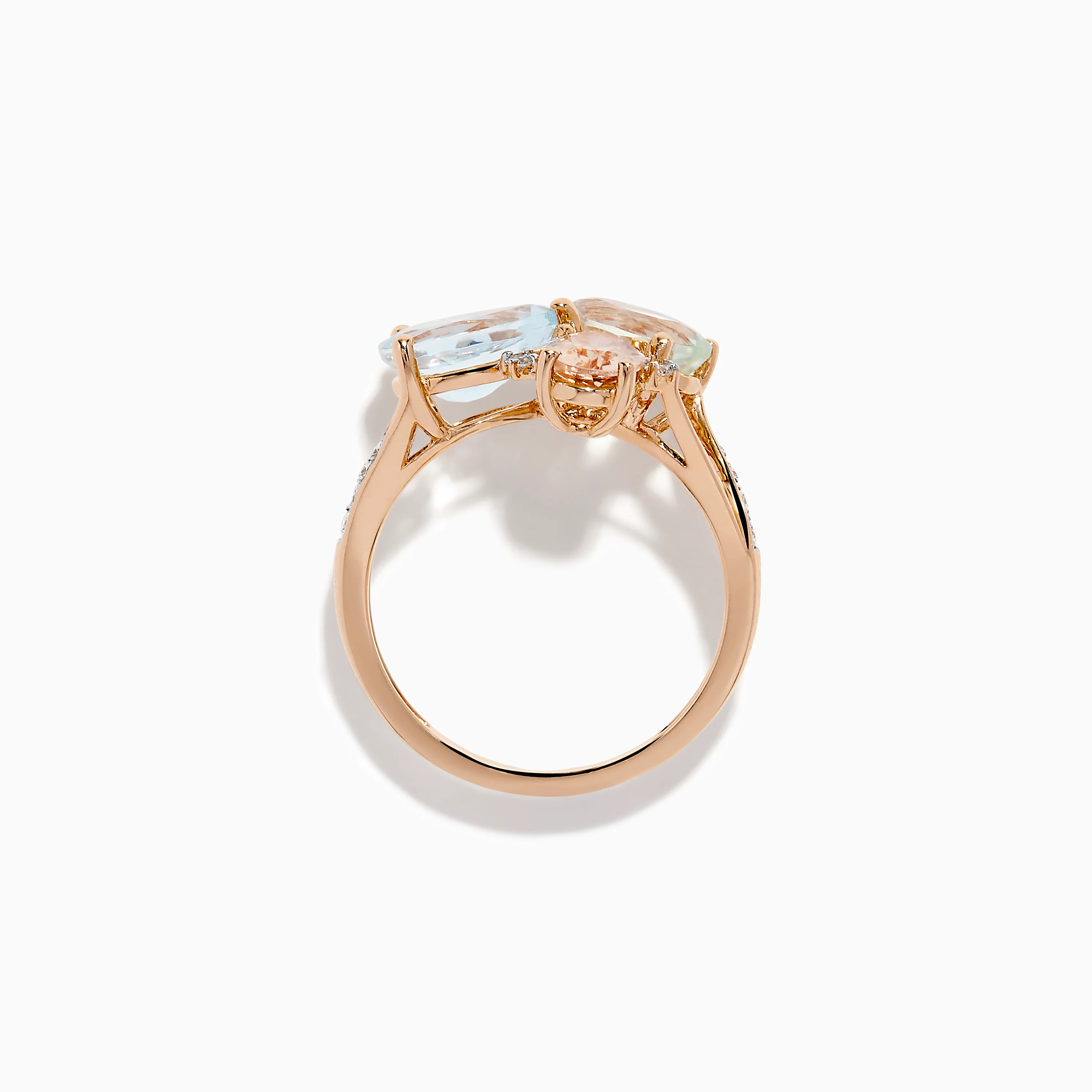 14K Rose Gold Semi Precious Mix Stone and Diamond Ring - Image 3