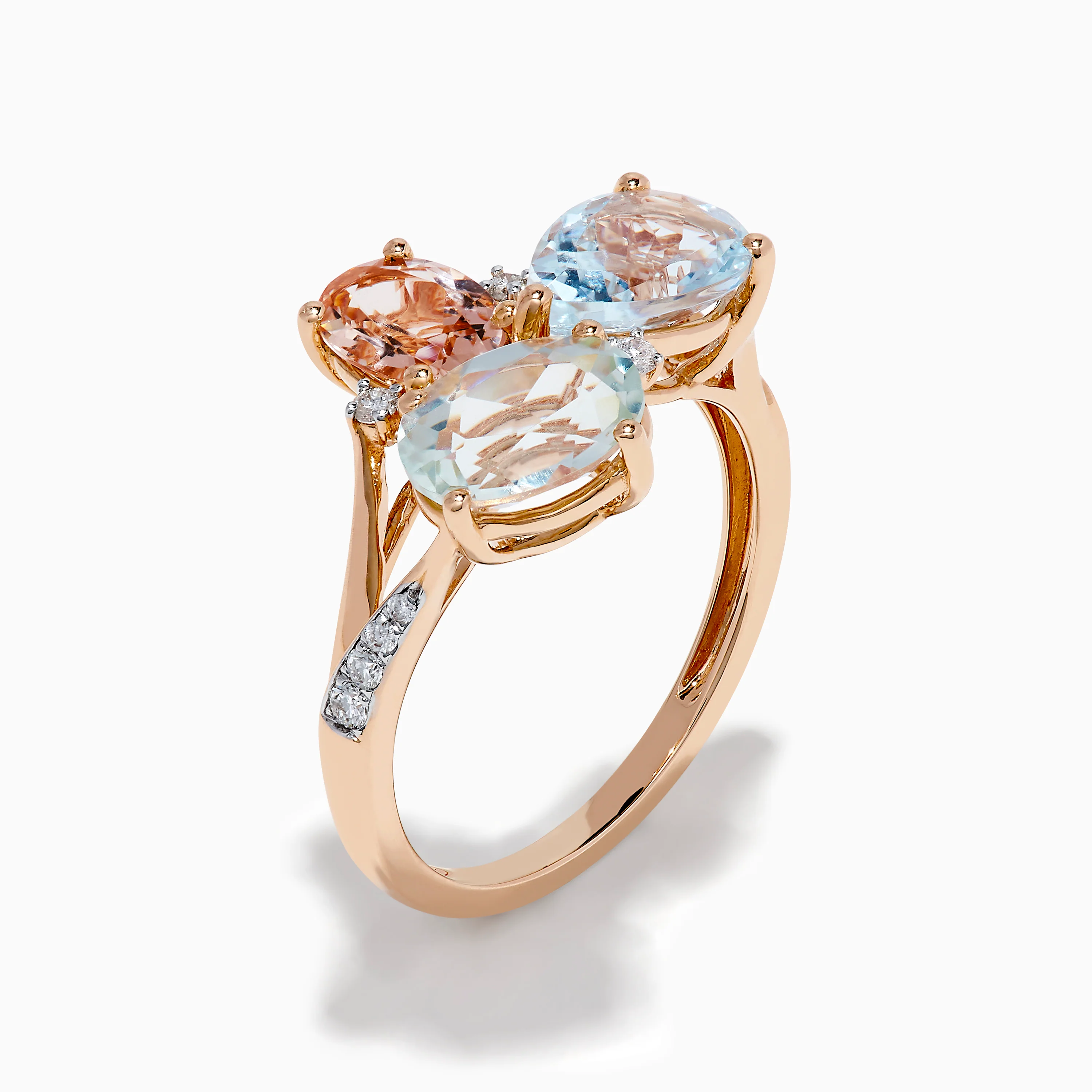 14K Rose Gold Semi Precious Mix Stone and Diamond Ring - Image 4