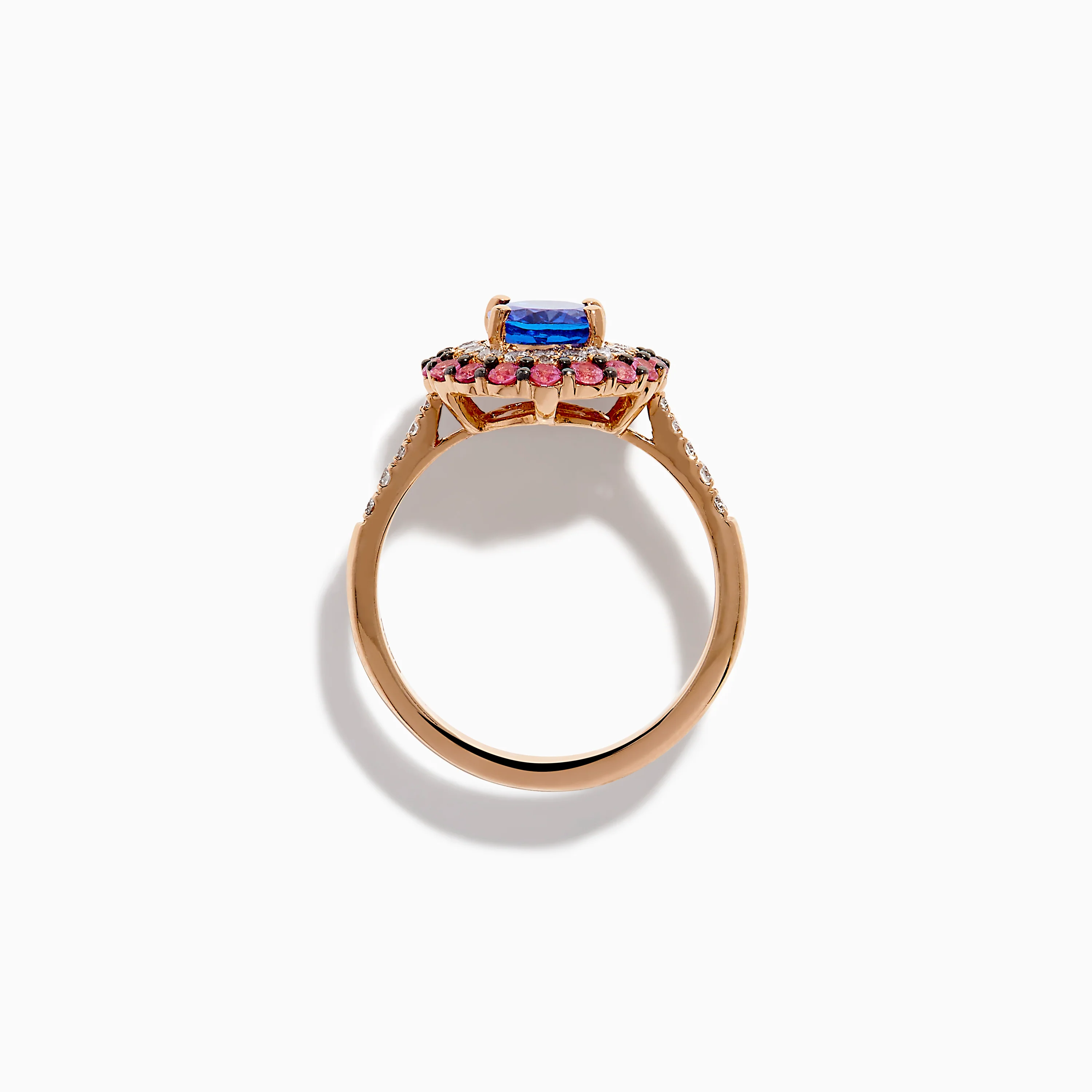 14K Rose Gold Tanzanite, Diamond, and Pink Sapphire Oval Halo Ring - Image 3