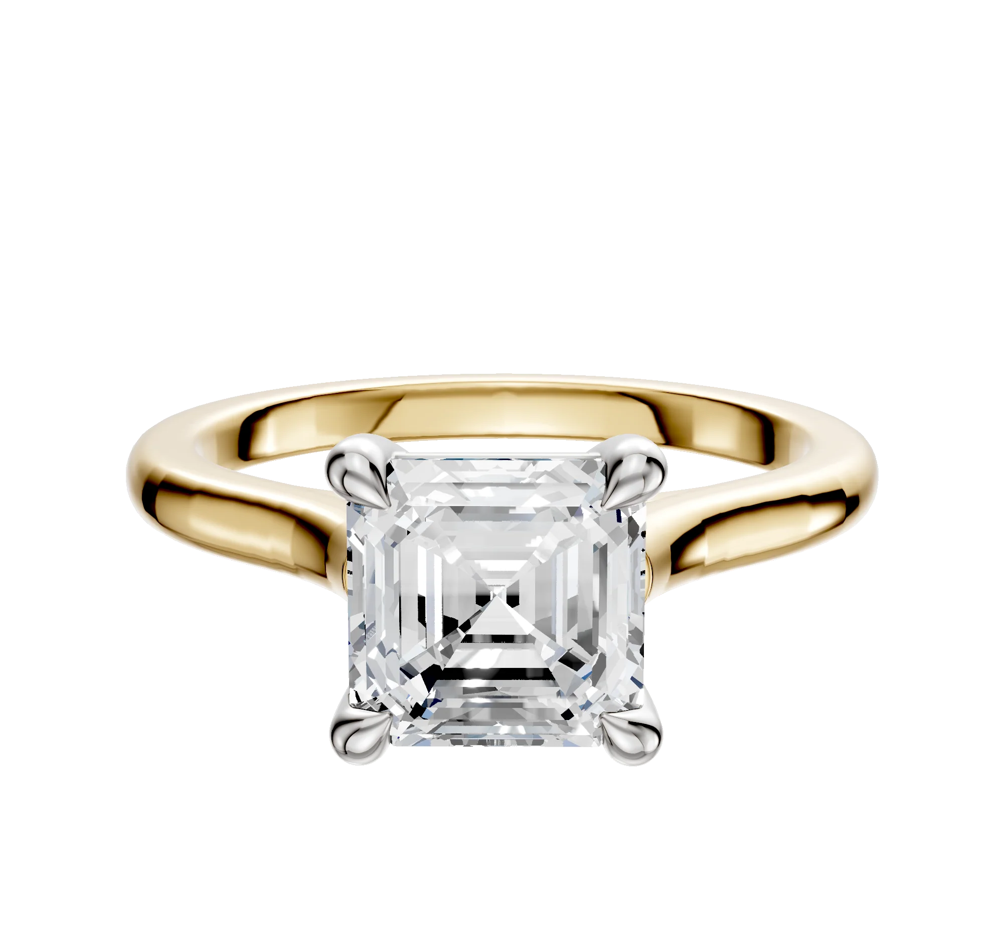 14K Two Tone 4 Prong Basket Cathedral Dome 2.0mm Engagement Ring