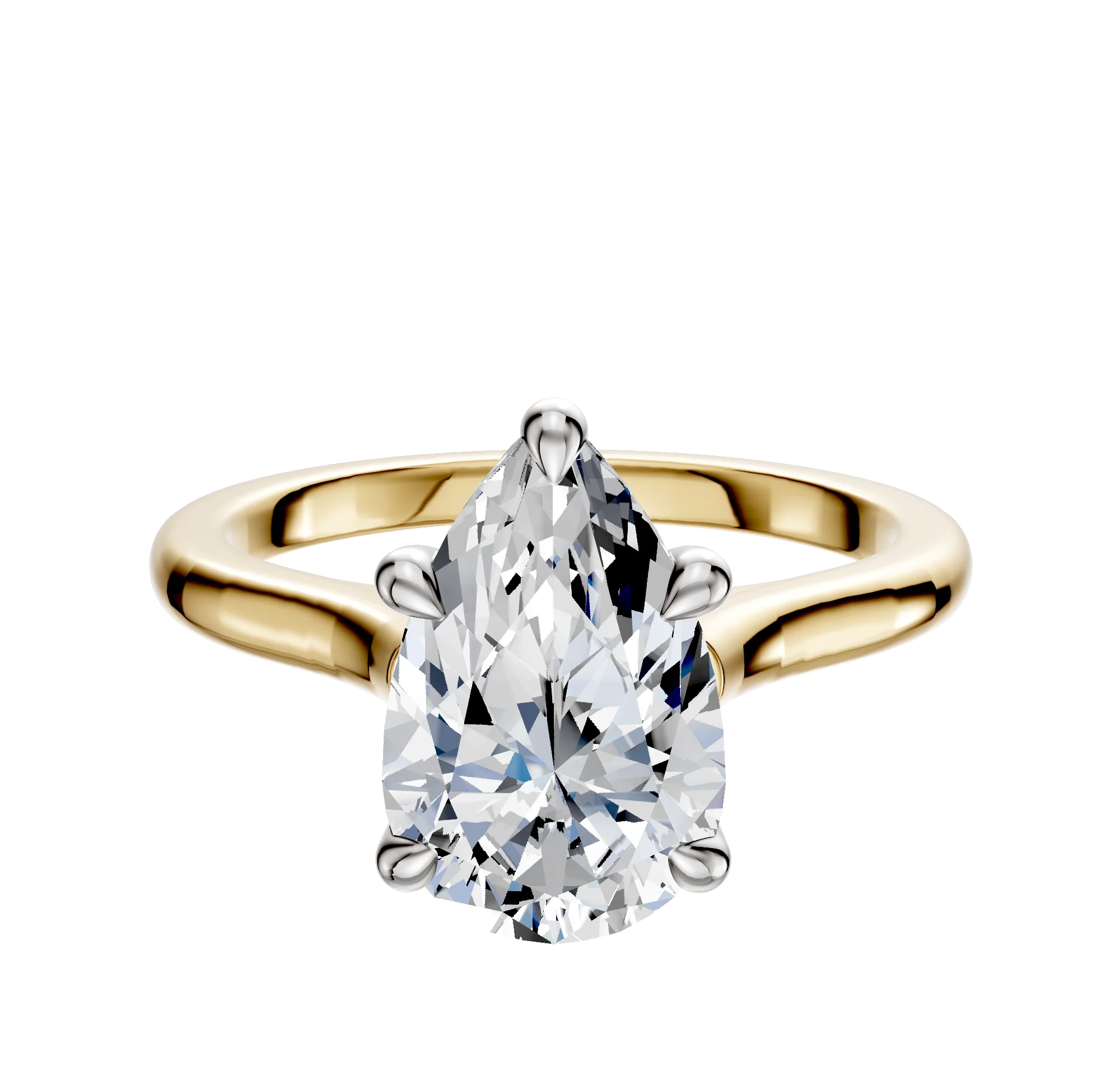 14K Two Tone 4 Prong Basket Cathedral Dome 2.0mm Engagement Ring