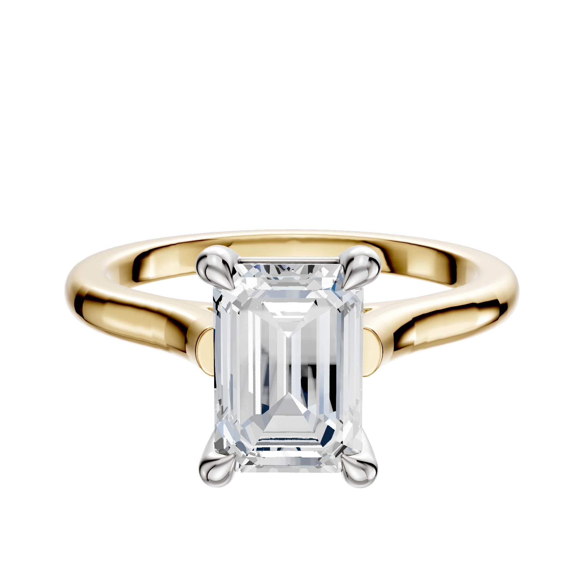 14K Two Tone 4 Prong Basket Cathedral Dome 2.0mm Engagement Ring
