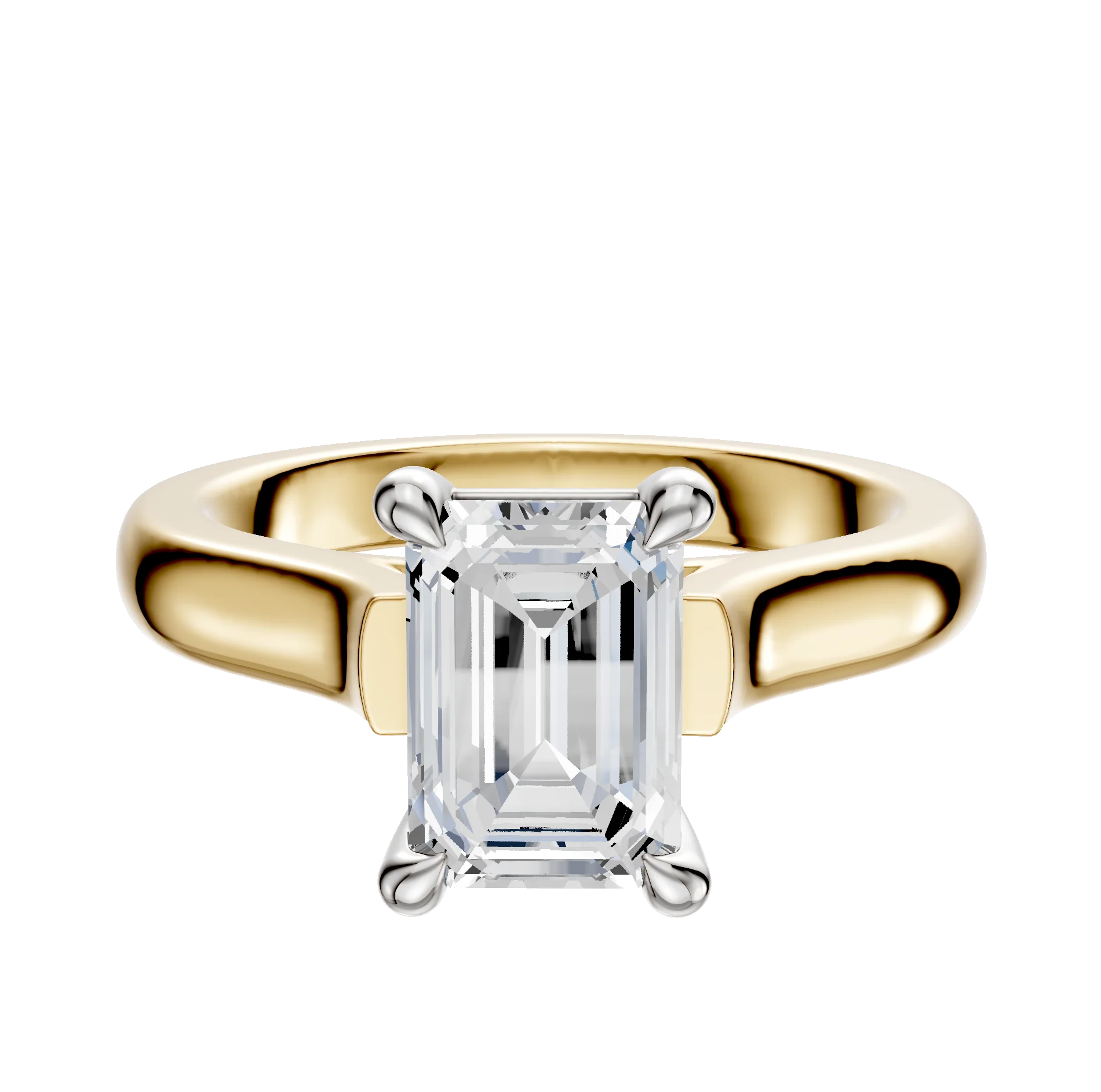 14K Two Tone 4 Prong Basket Cathedral Dome 3.0mm Engagement Ring