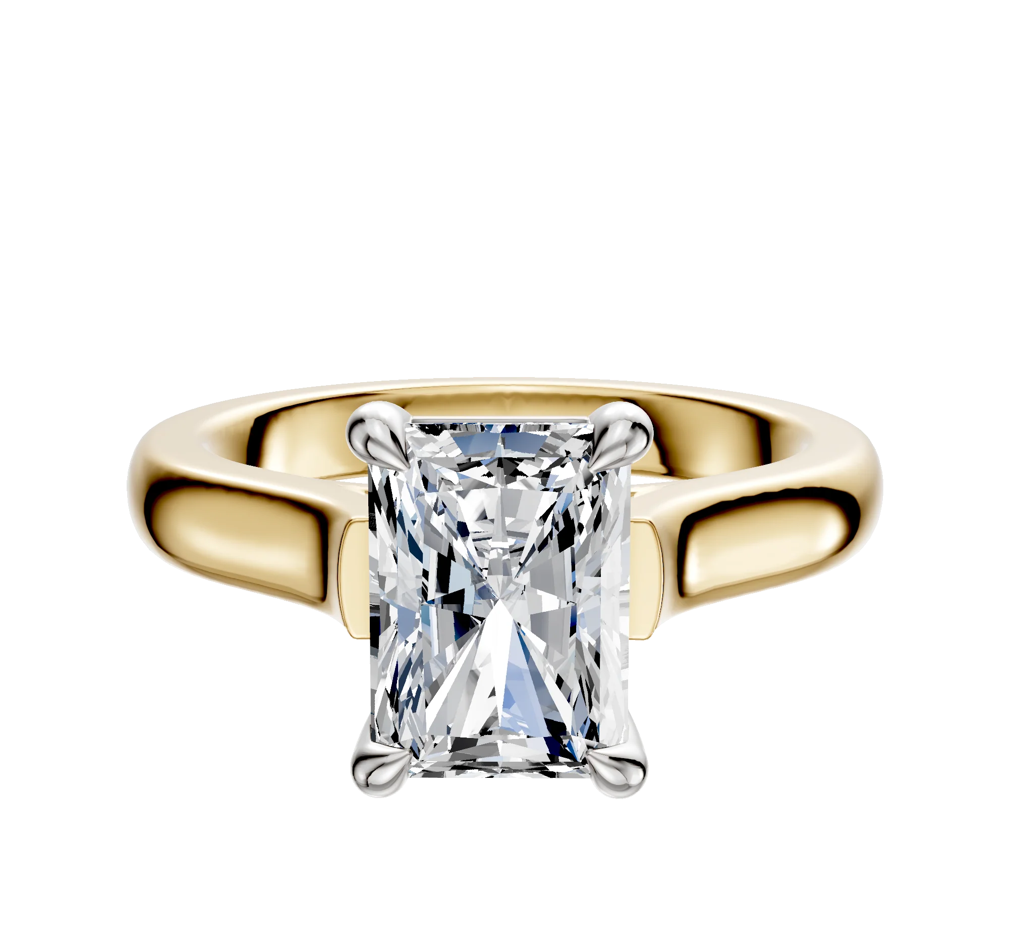 14K Two Tone 4 Prong Basket Cathedral Dome 3.0mm Engagement Ring