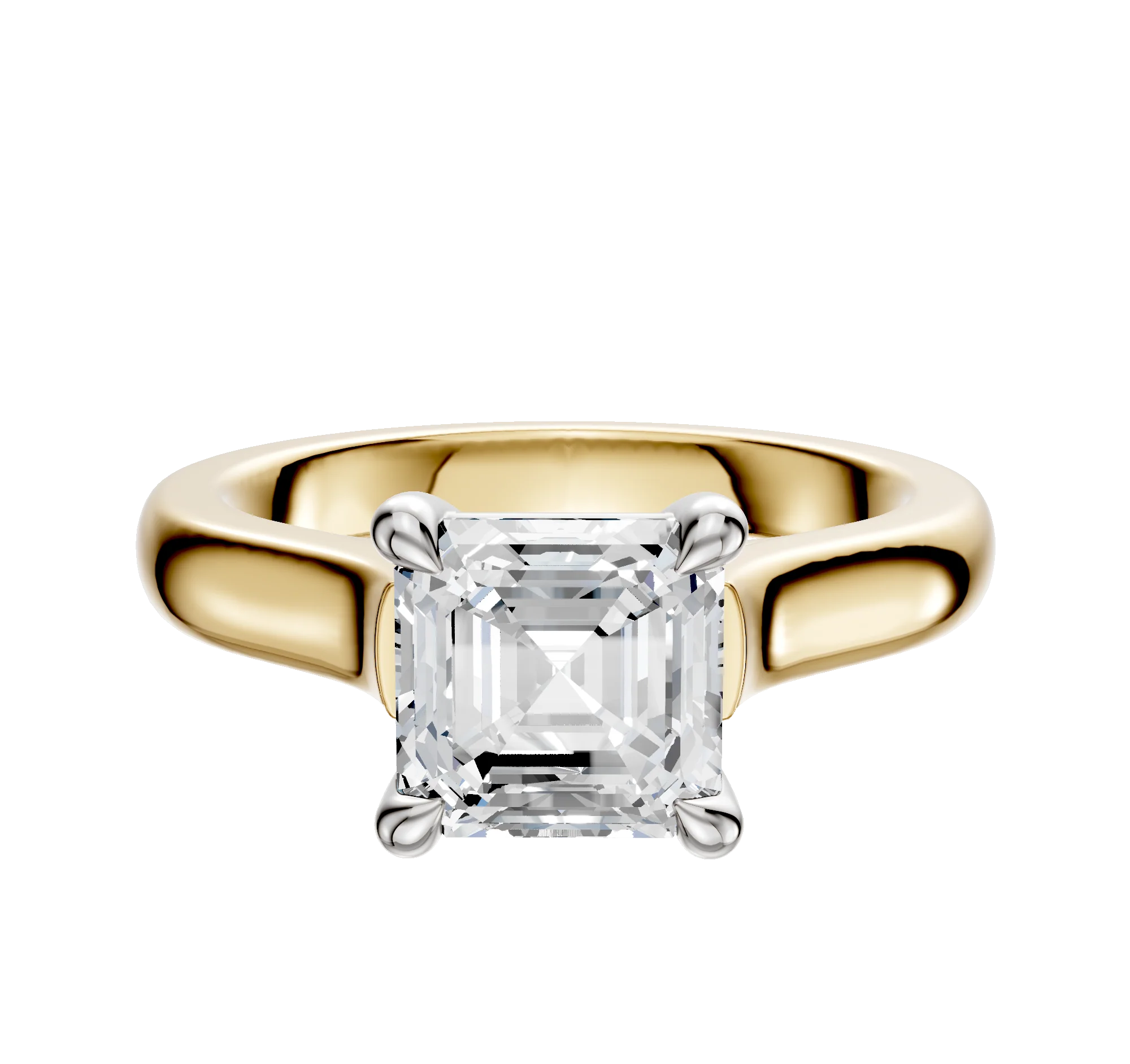 14K Two Tone 4 Prong Basket Cathedral Dome 3.0mm Engagement Ring