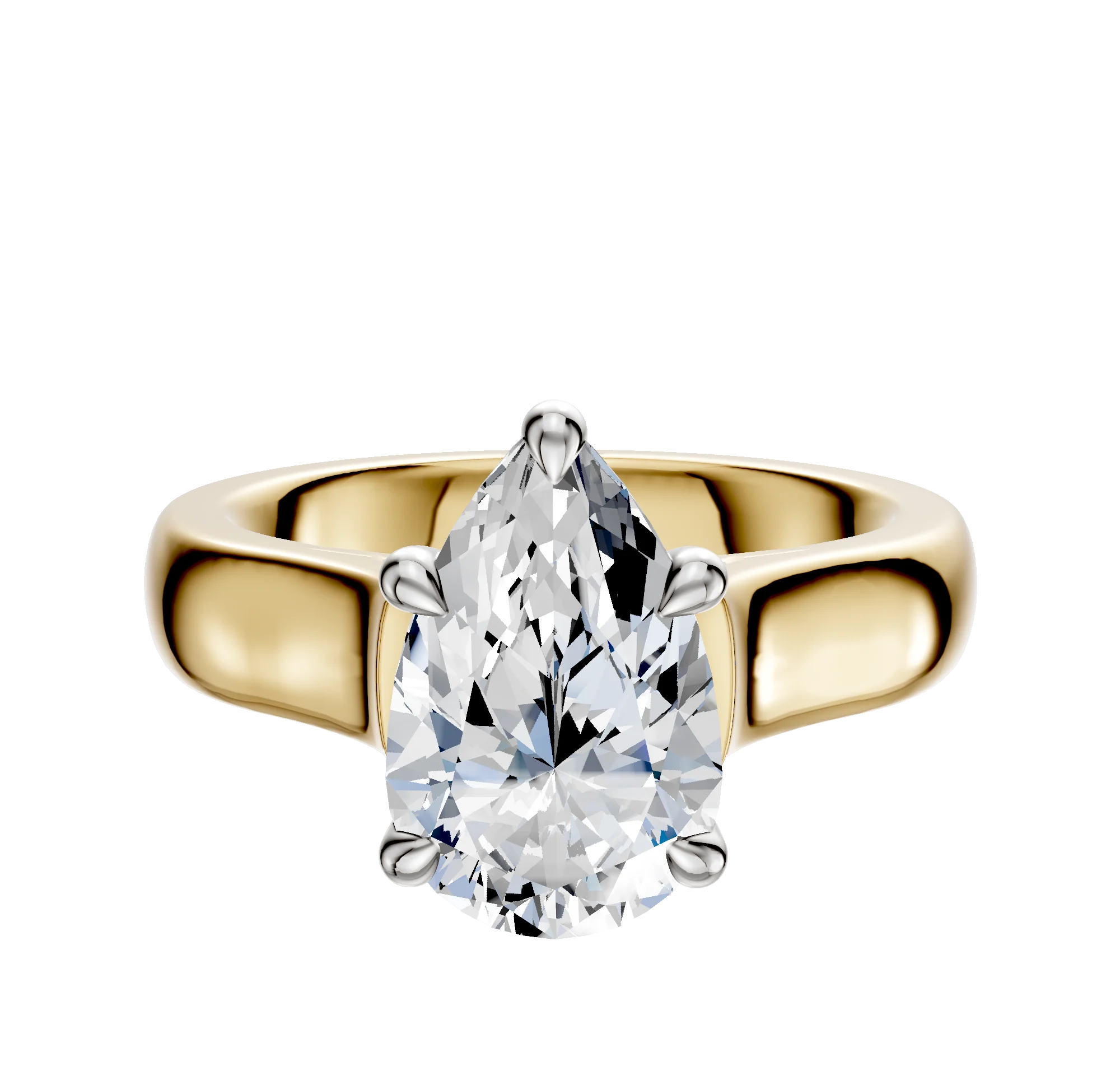 14K Two Tone 4 Prong Basket Cathedral Dome 4.0mm Engagement Ring