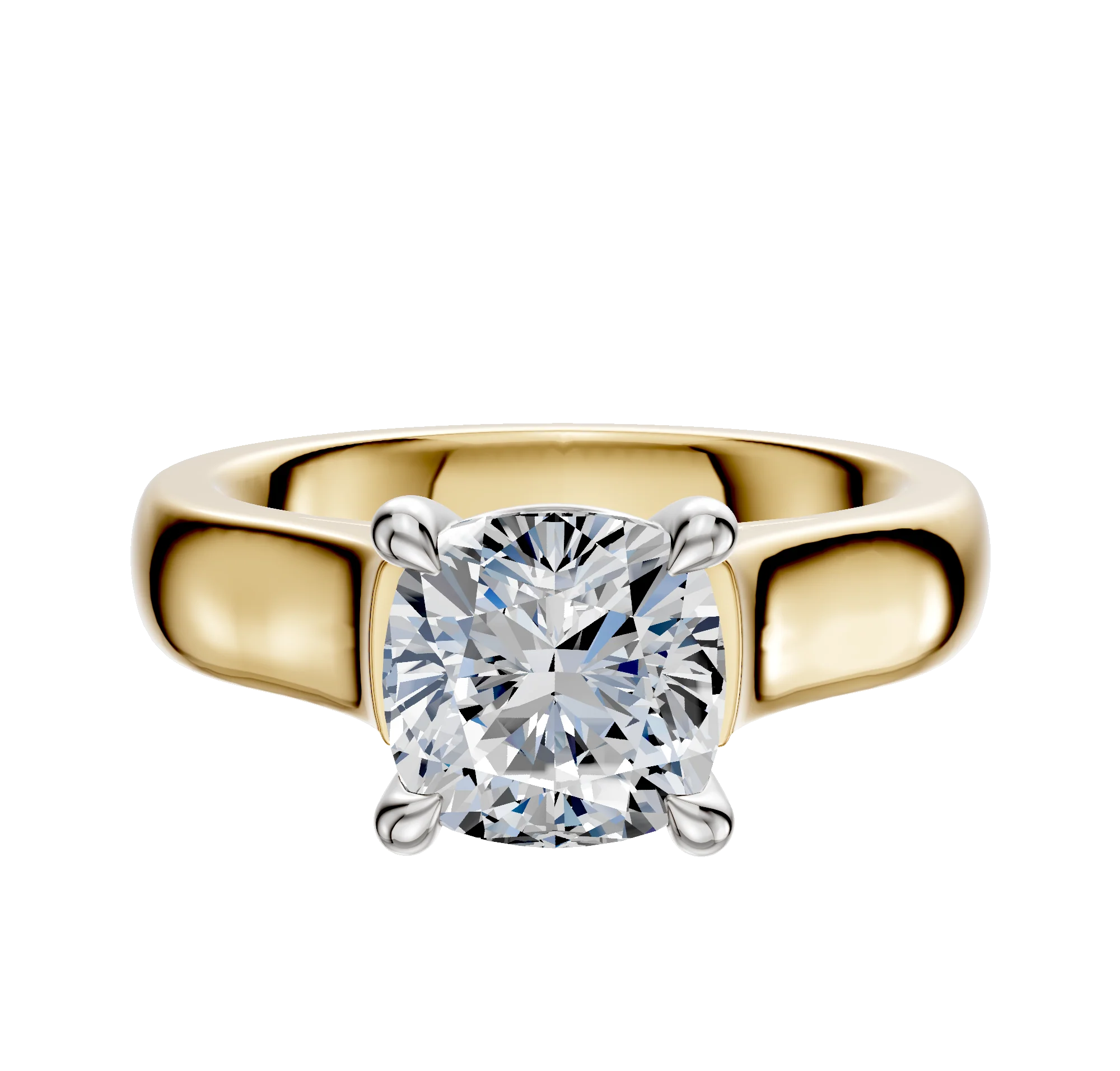 14K Two Tone 4 Prong Basket Cathedral Dome 4.0mm Engagement Ring