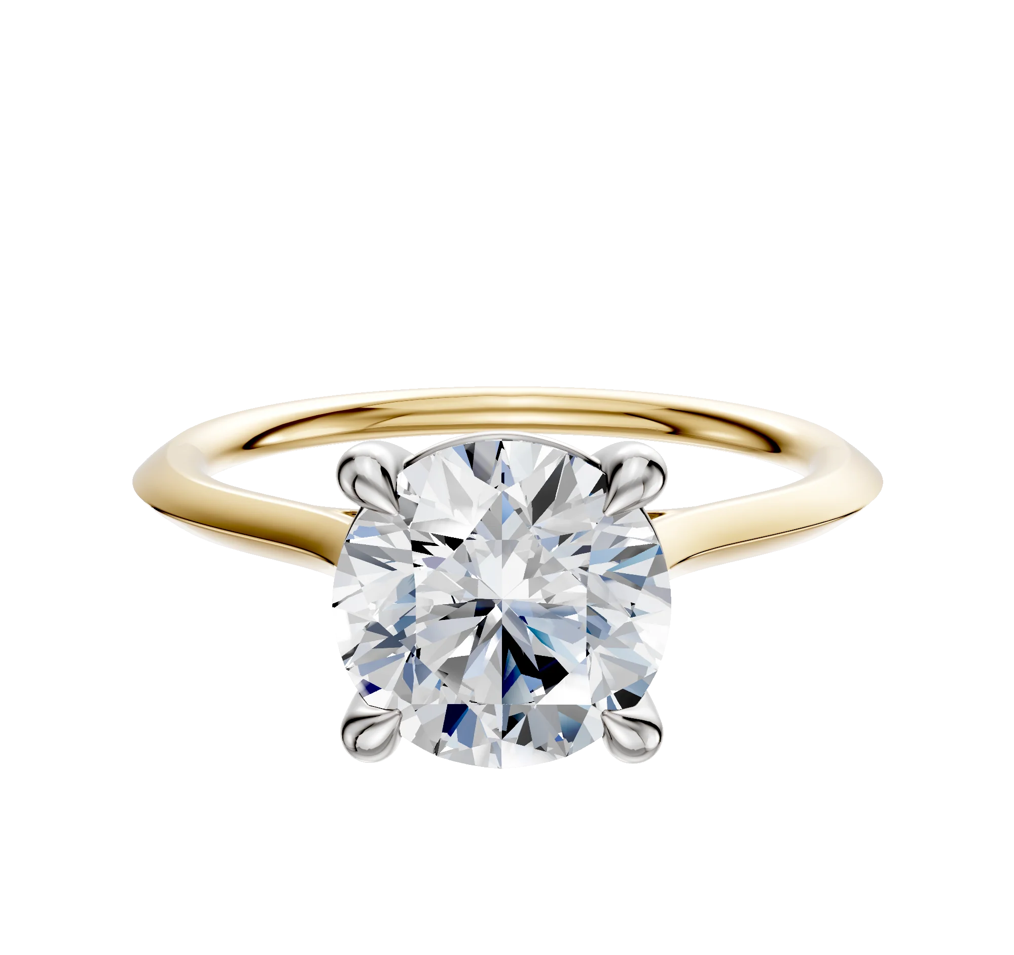 14K Two Tone 4 Prong Basket Cathedral Knife Edge 1.5mm Engagement Ring