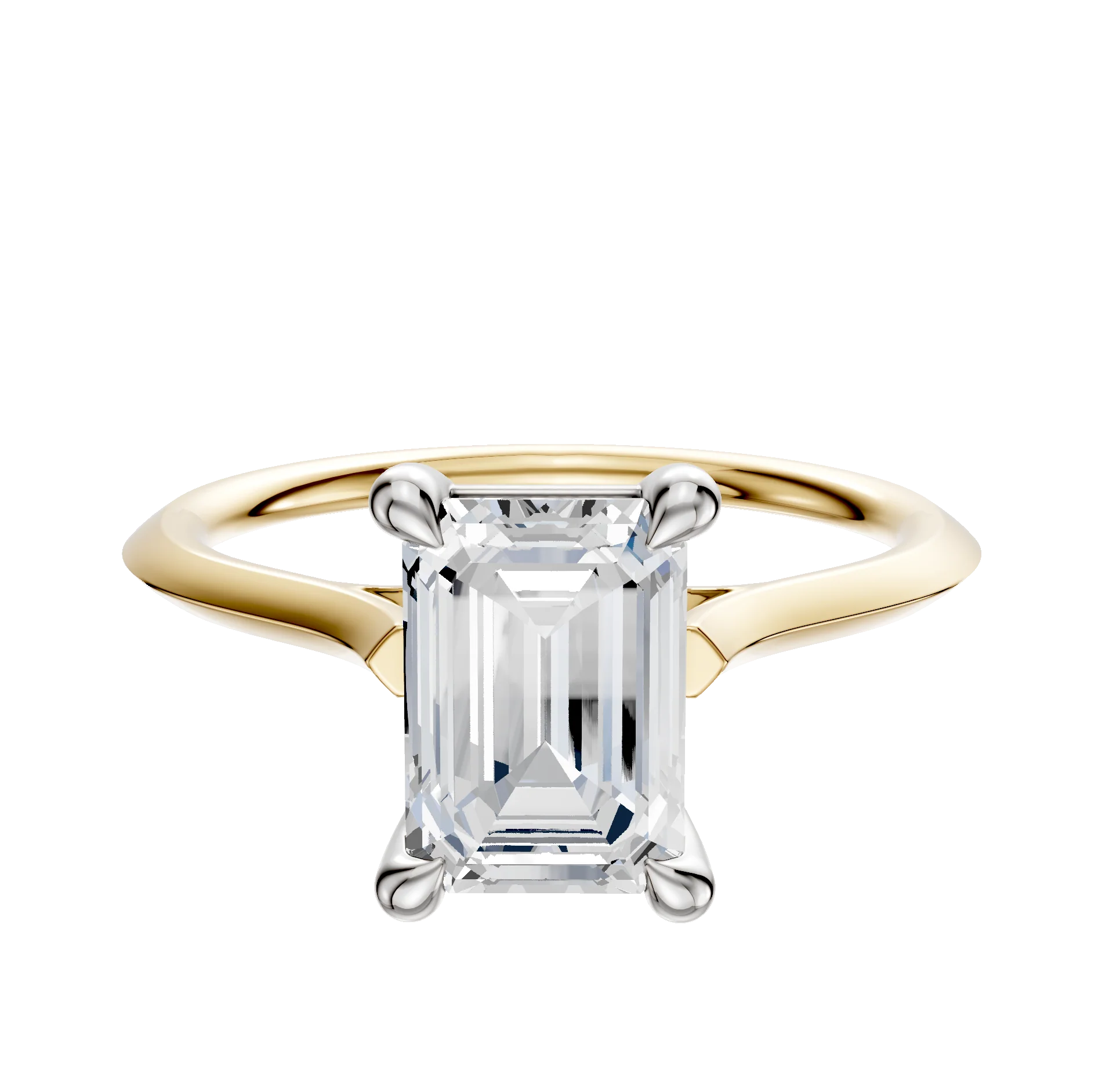 14K Two Tone 4 Prong Basket Cathedral Knife Edge 1.5mm Engagement Ring