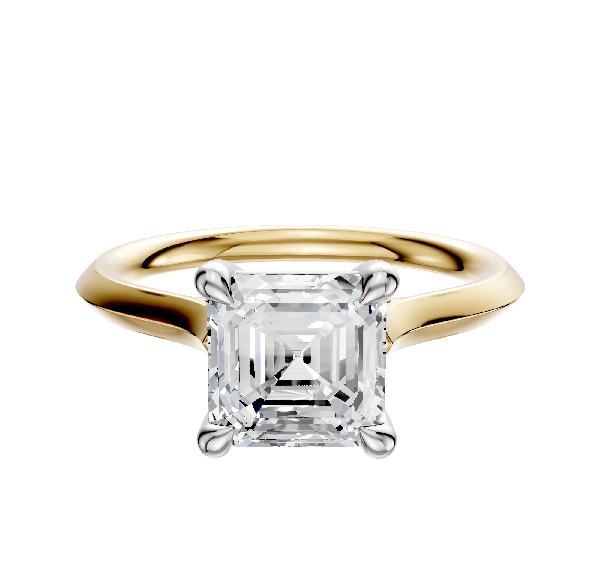 14K Two Tone 4 Prong Basket Cathedral Knife Edge 2.0mm Engagement Ring