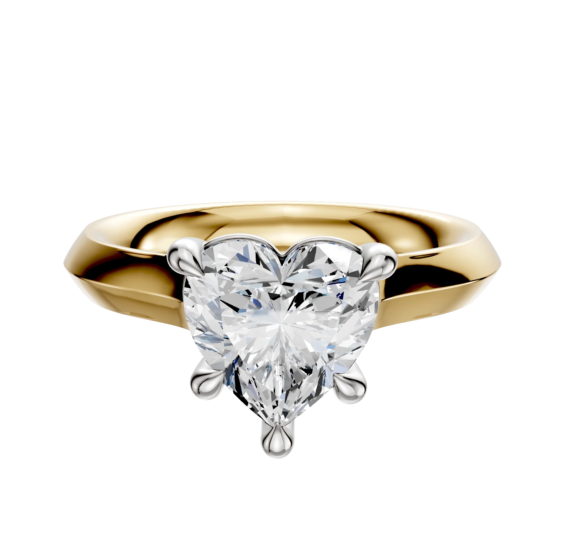 14K Two Tone 4 Prong Basket Cathedral Knife Edge 3.0mm Engagement Ring