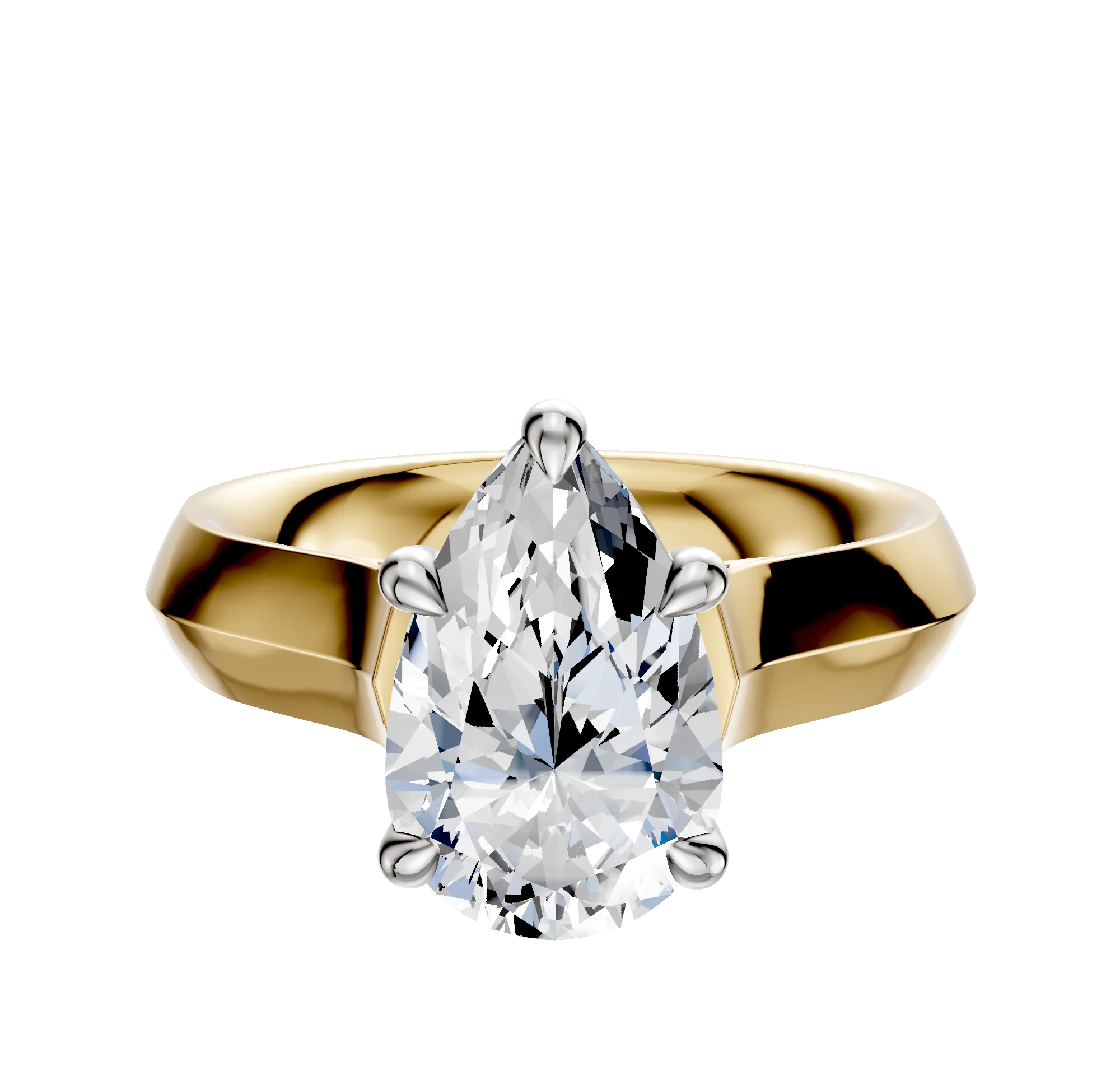 14K Two Tone 4 Prong Basket Cathedral Knife Edge 4.0mm Engagement Ring