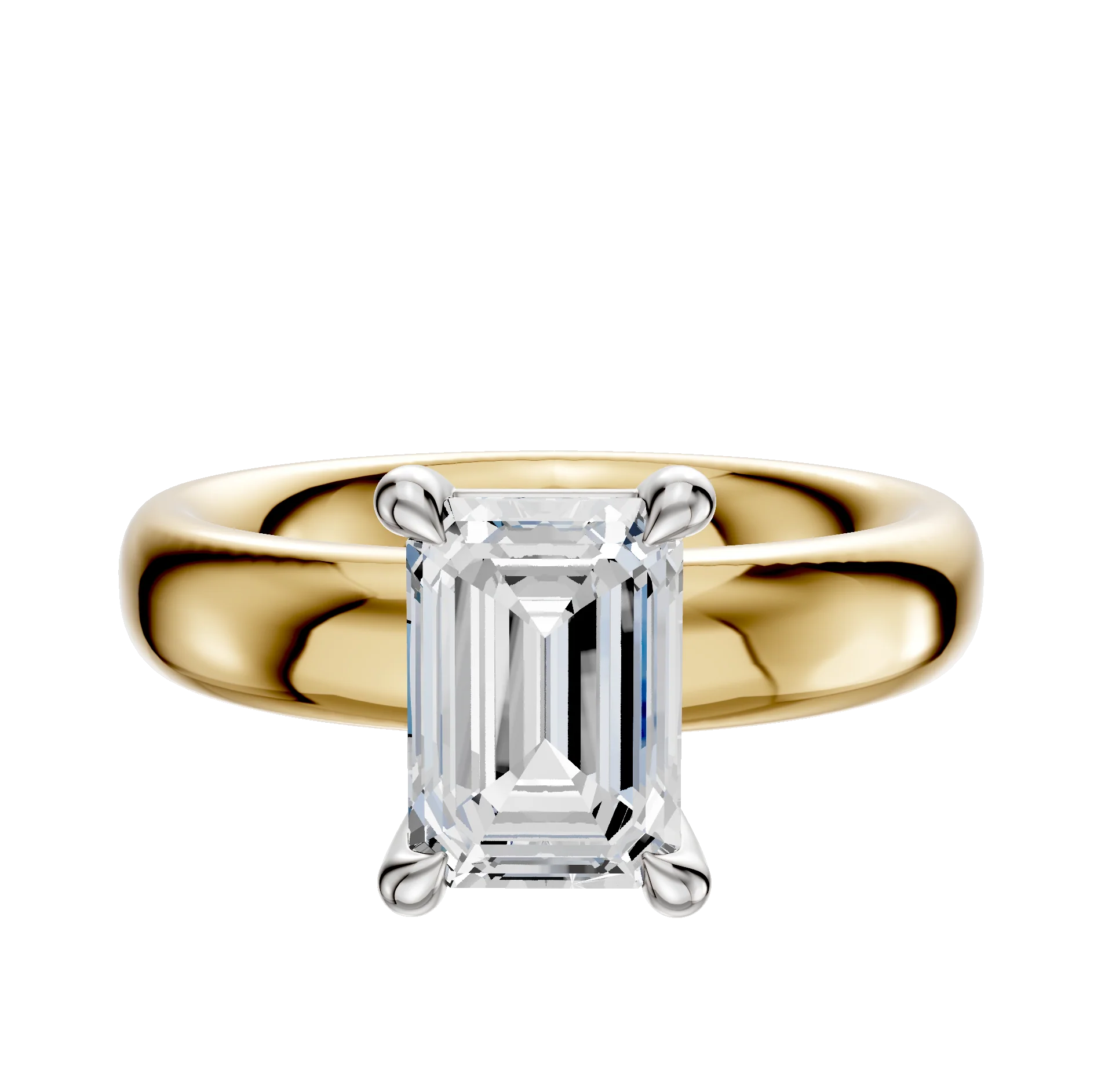14K Two Tone 4 Prong Basket Classic Dome 4.0mm Engagement Ring