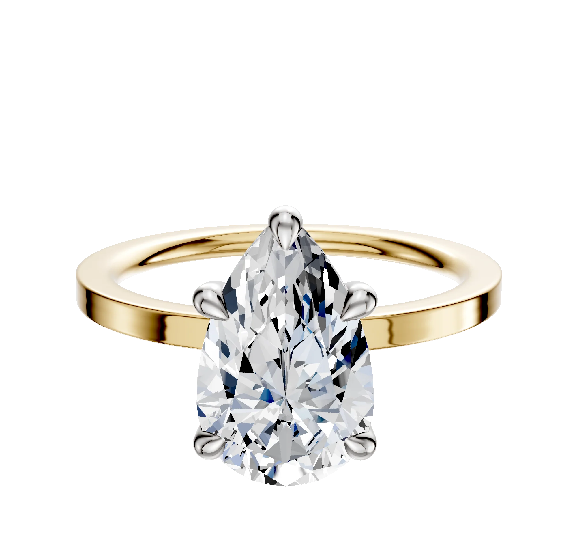 14K Two Tone 4 Prong Basket Classic Flat 1.5mm Engagement Ring