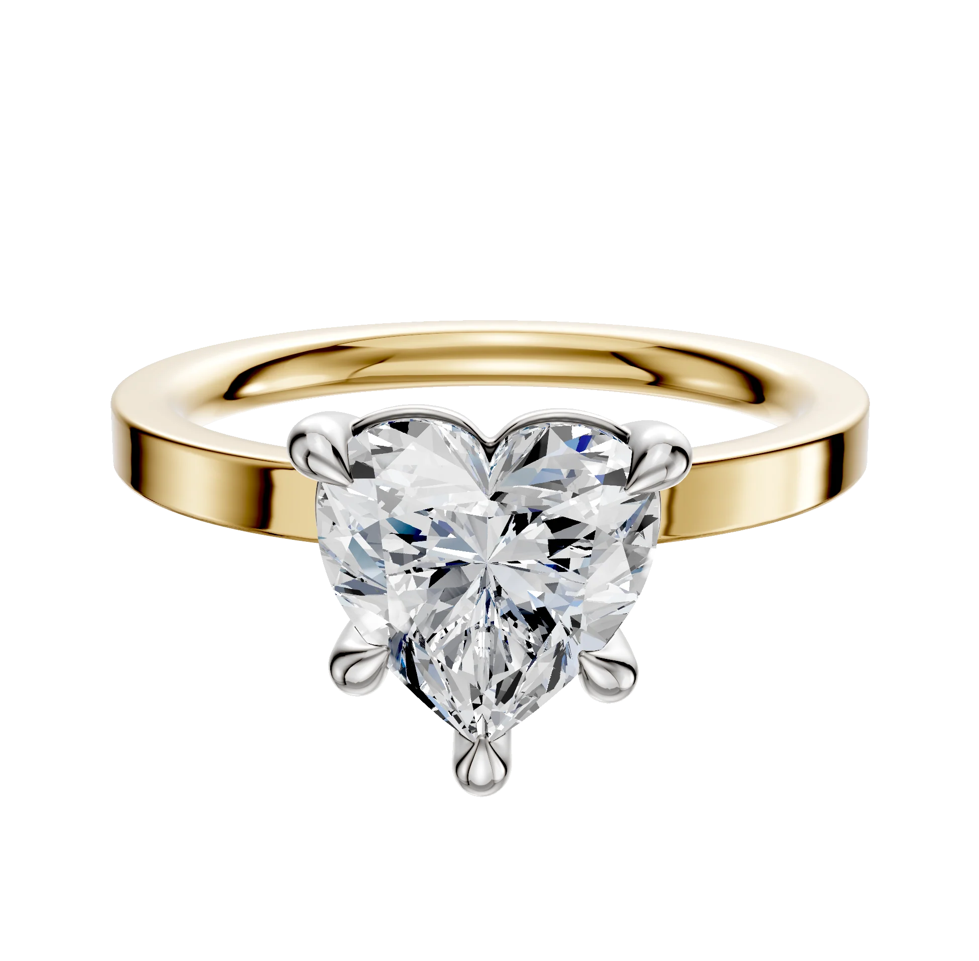 14K Two Tone 4 Prong Basket Classic Flat 2.0mm Engagement Ring