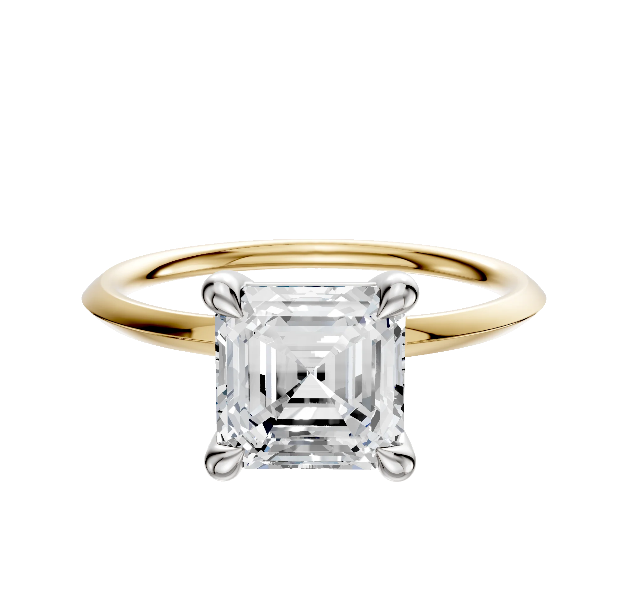 14K Two Tone 4 Prong Basket Classic Knife Edge 1.5mm Engagement Ring