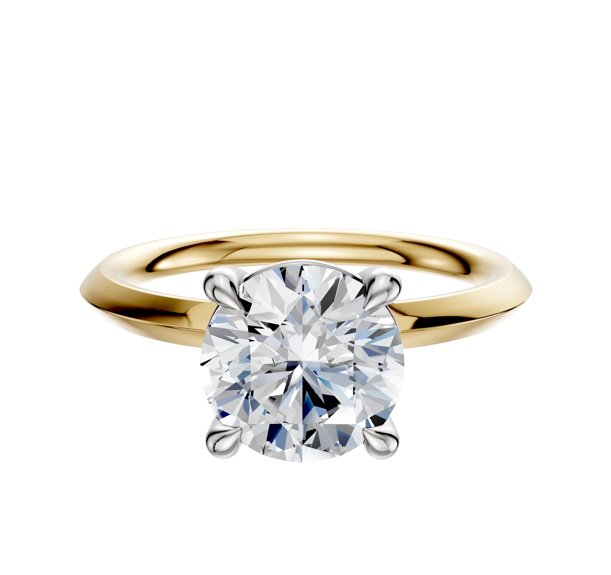 14K Two Tone 4 Prong Basket Classic Knife Edge 2.0mm Engagement Ring