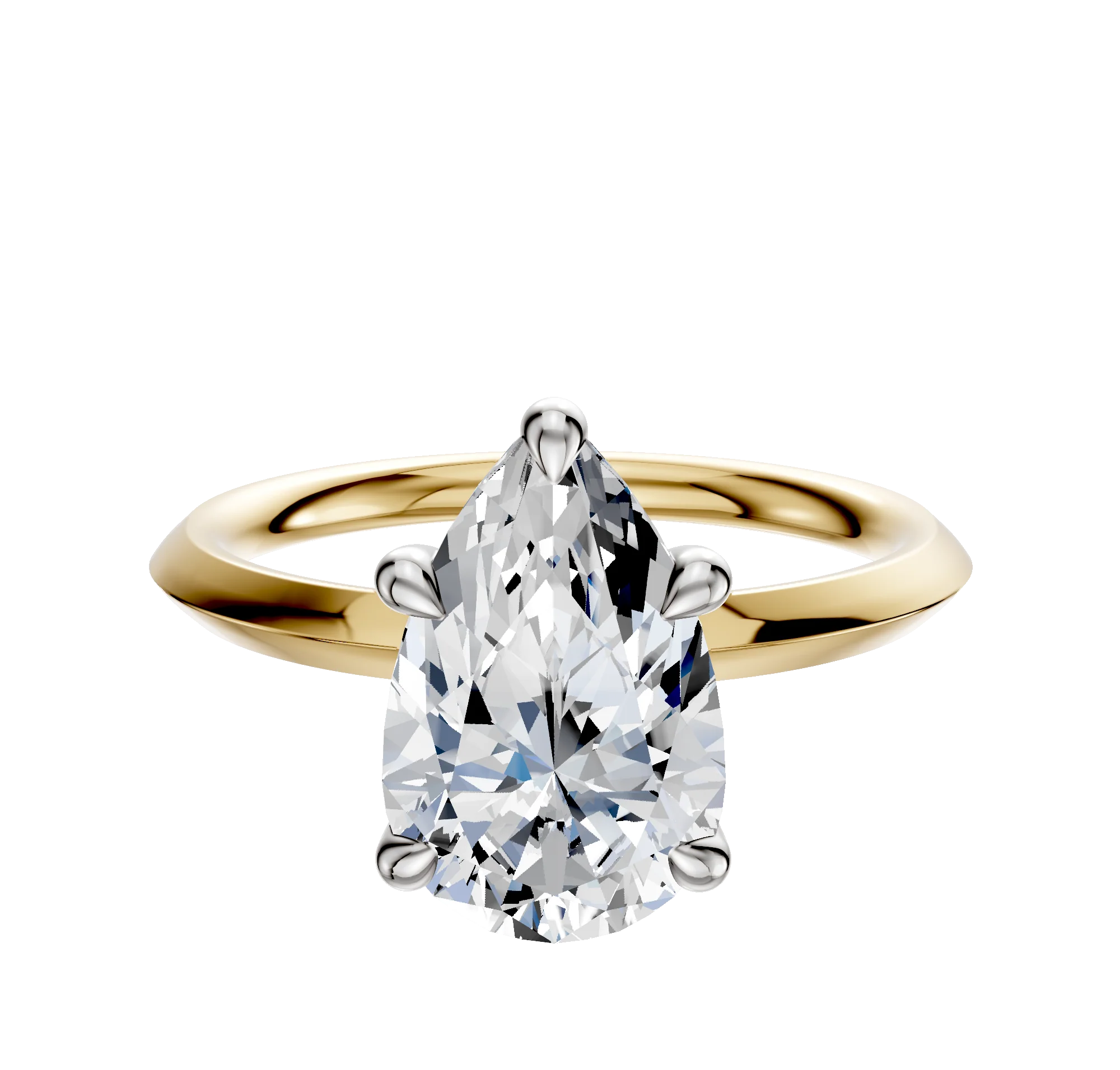 14K Two Tone 4 Prong Basket Classic Knife Edge 2.0mm Engagement Ring