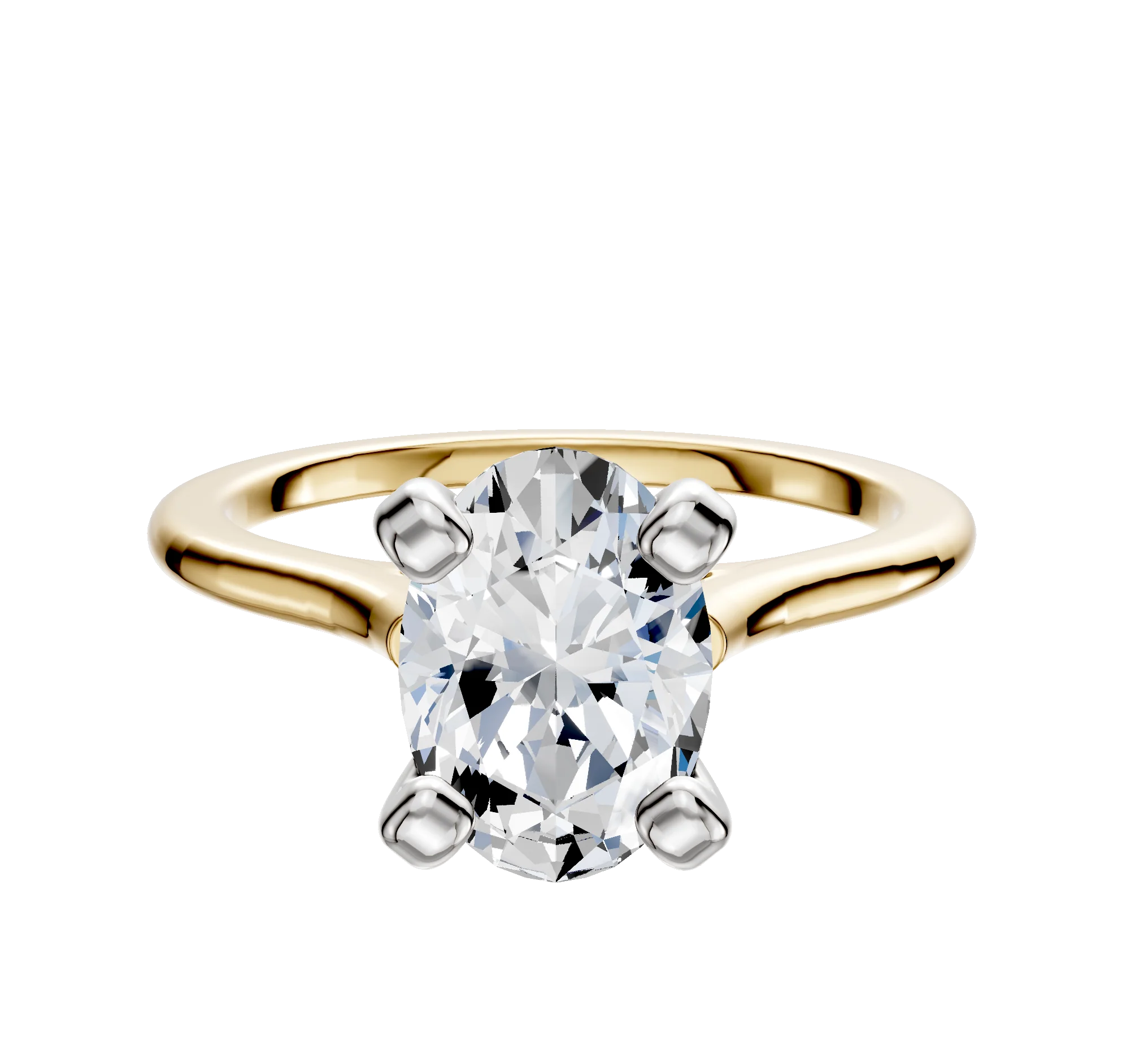 14K Two Tone 4 Prong Cathedral Dome 1.5mm Engagement Ring