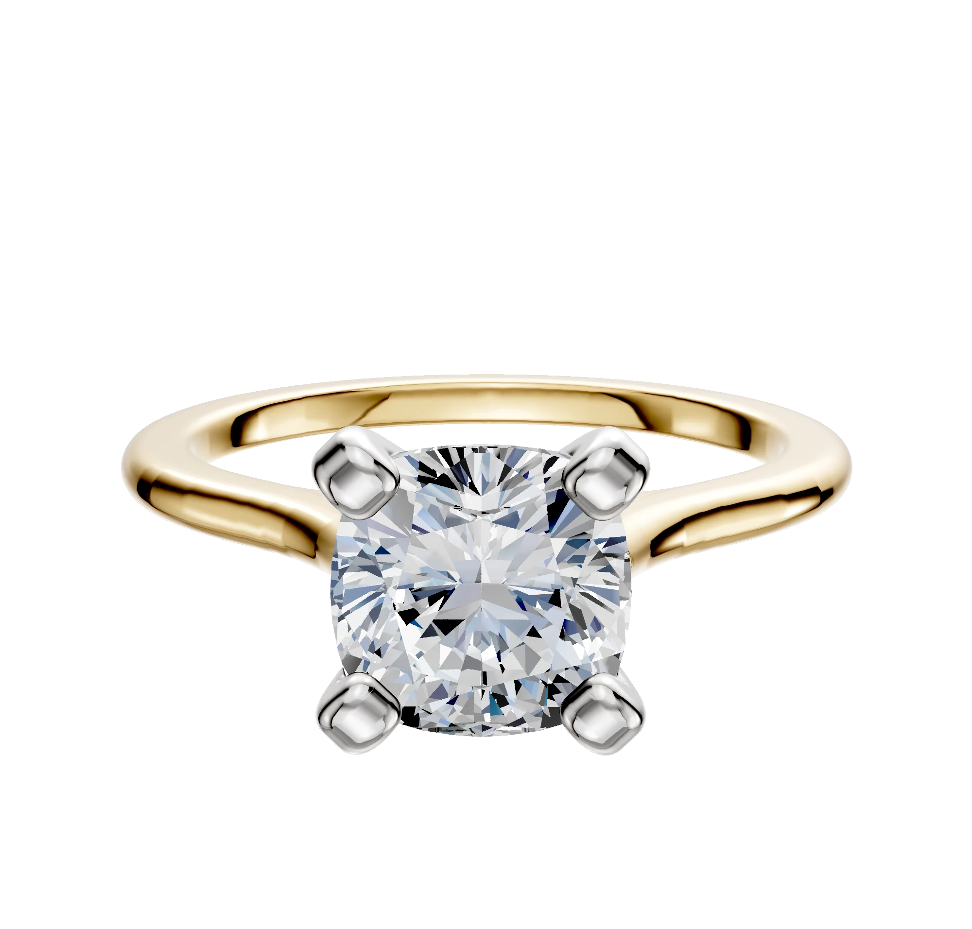 14K Two Tone 4 Prong Cathedral Dome 1.5mm Engagement Ring