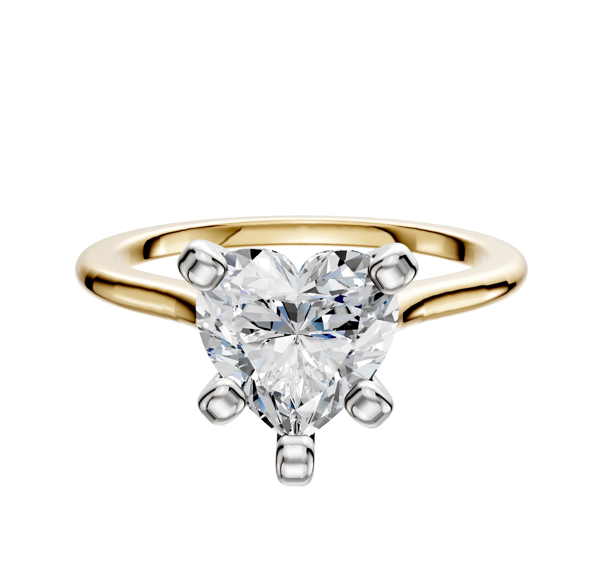 14K Two Tone 4 Prong Cathedral Dome 1.5mm Engagement Ring