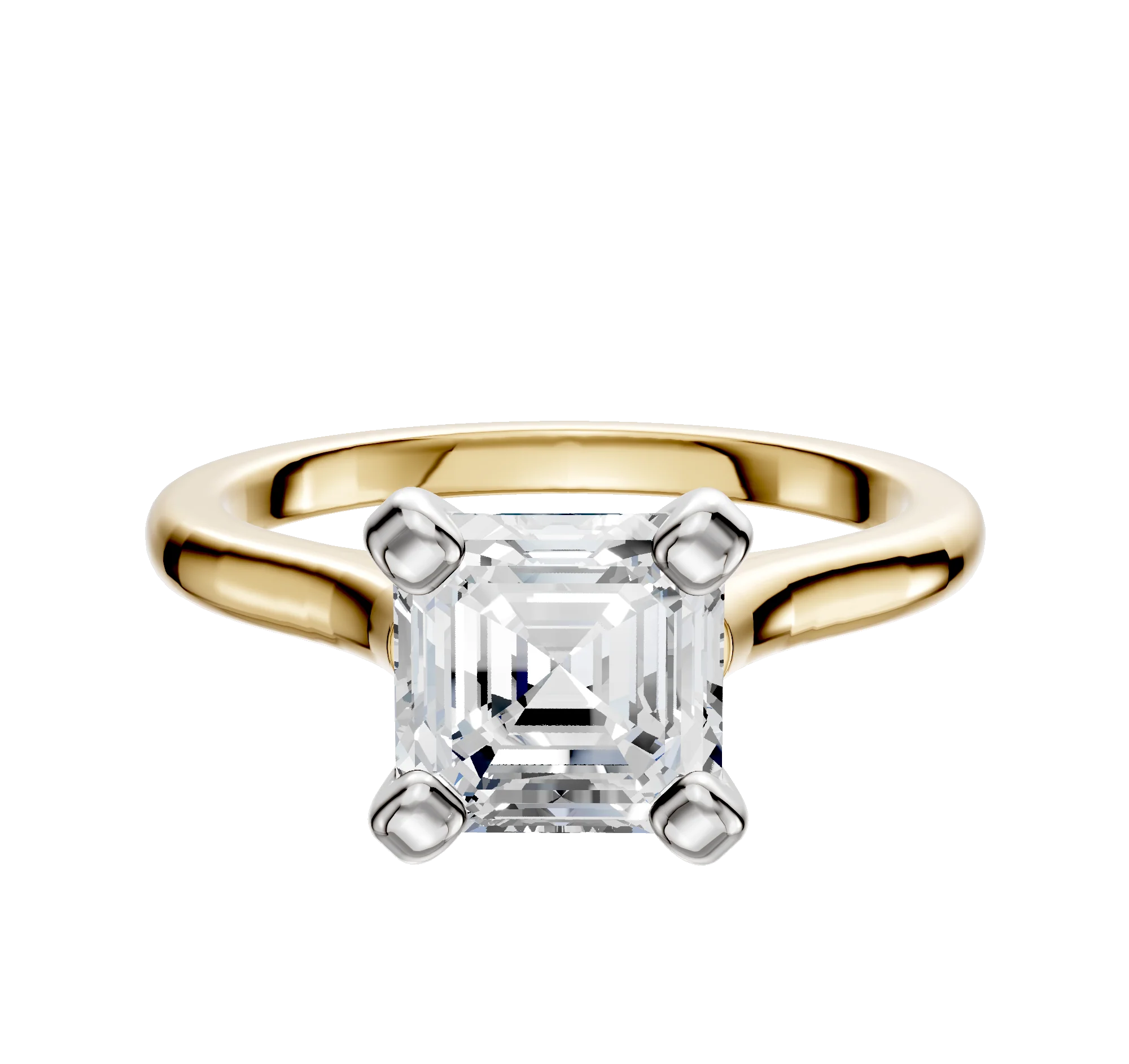 14K Two Tone 4 Prong Cathedral Dome 2.0mm Engagement Ring