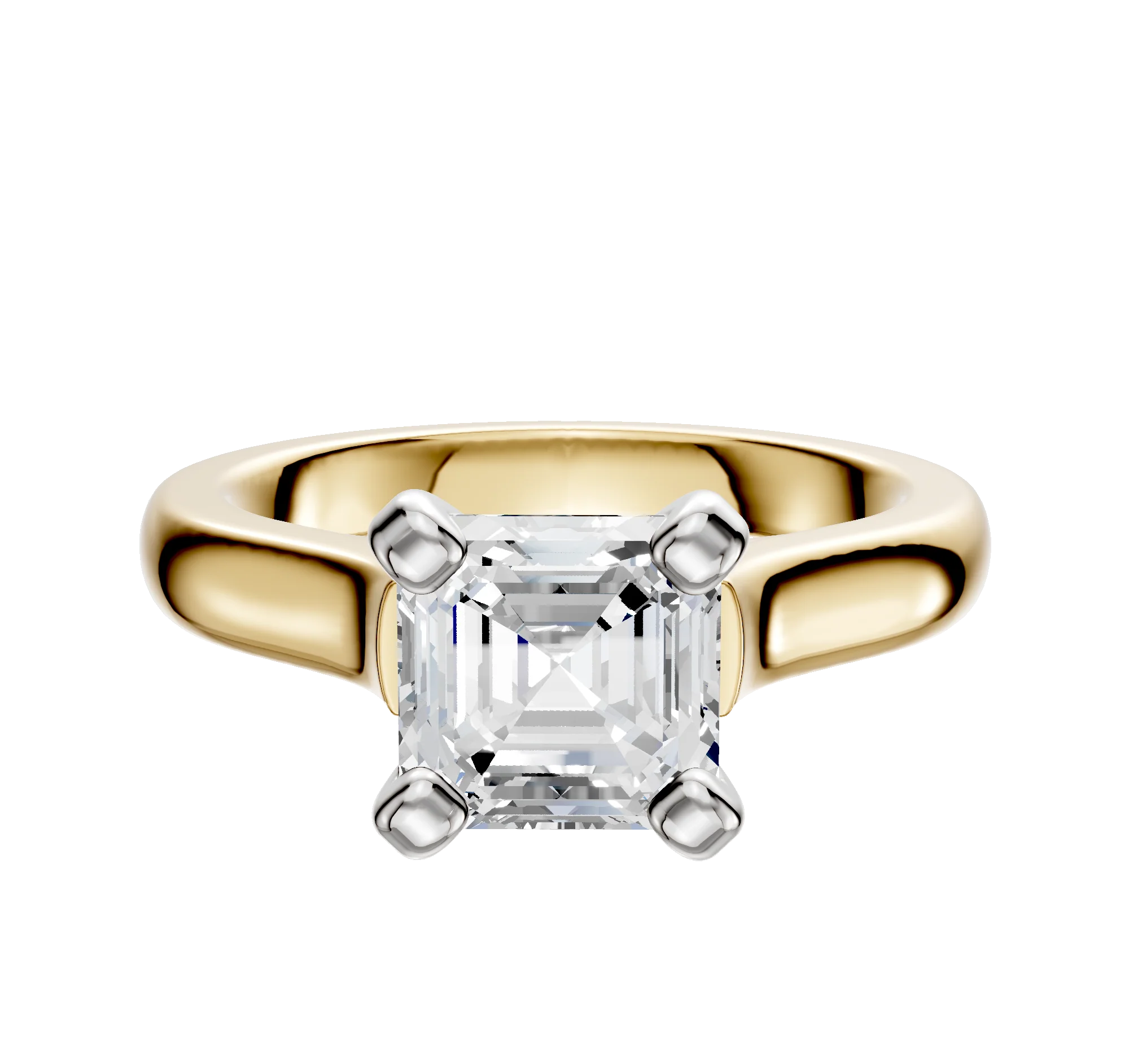 14K Two Tone 4 Prong Cathedral Dome 3.0mm Engagement Ring