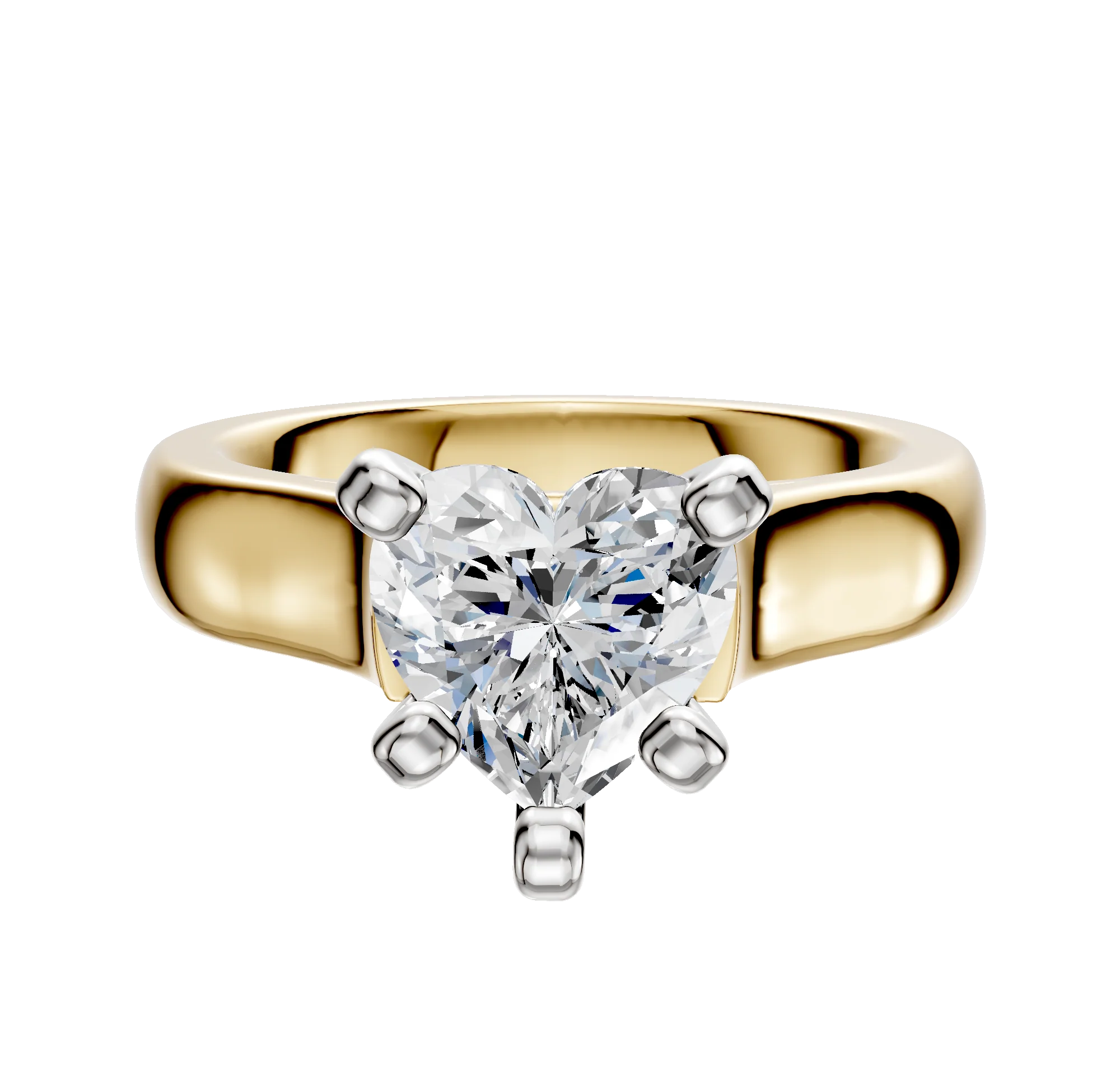 14K Two Tone 4 Prong Cathedral Dome 4.0mm Engagement Ring