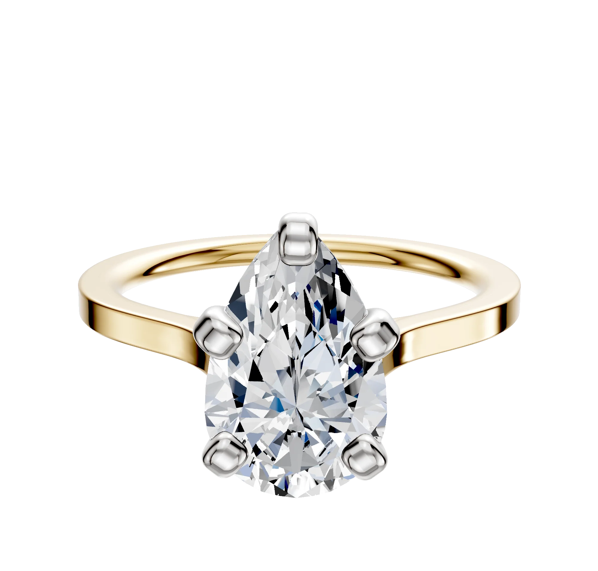 14K Two Tone 4 Prong Cathedral Flat 1.5mm Engagement Ring
