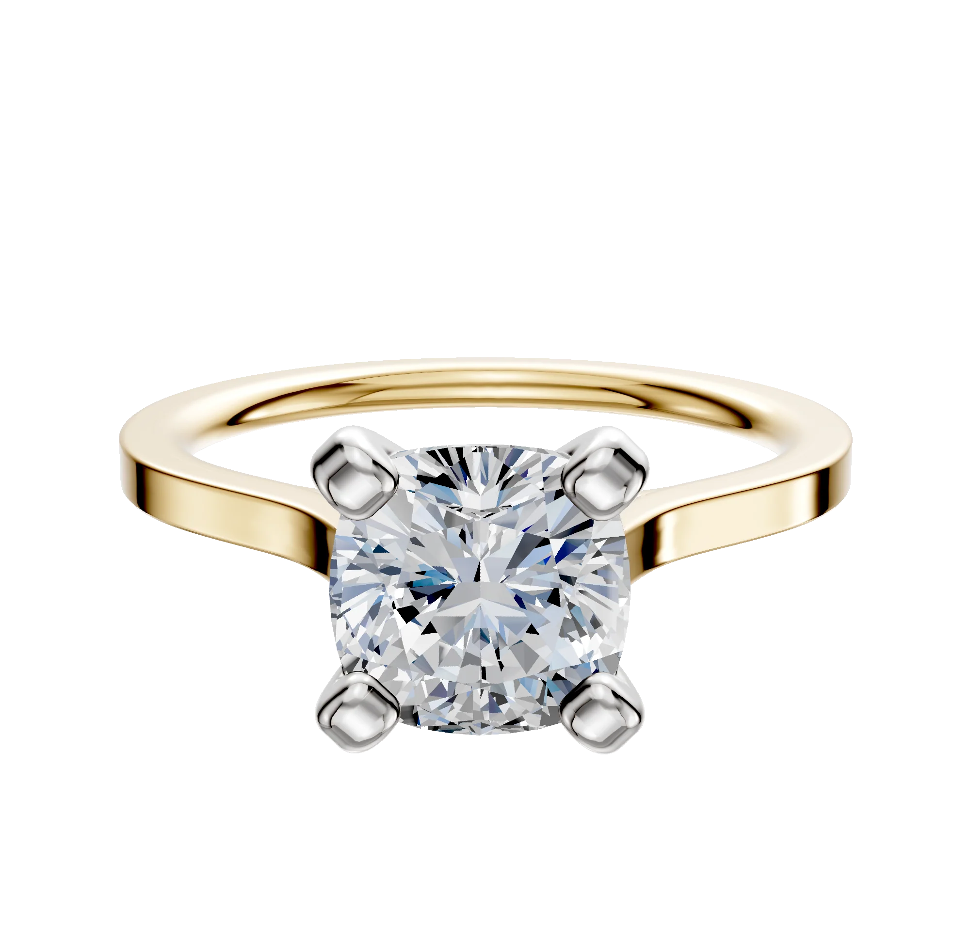 14K Two Tone 4 Prong Cathedral Flat 1.5mm Engagement Ring
