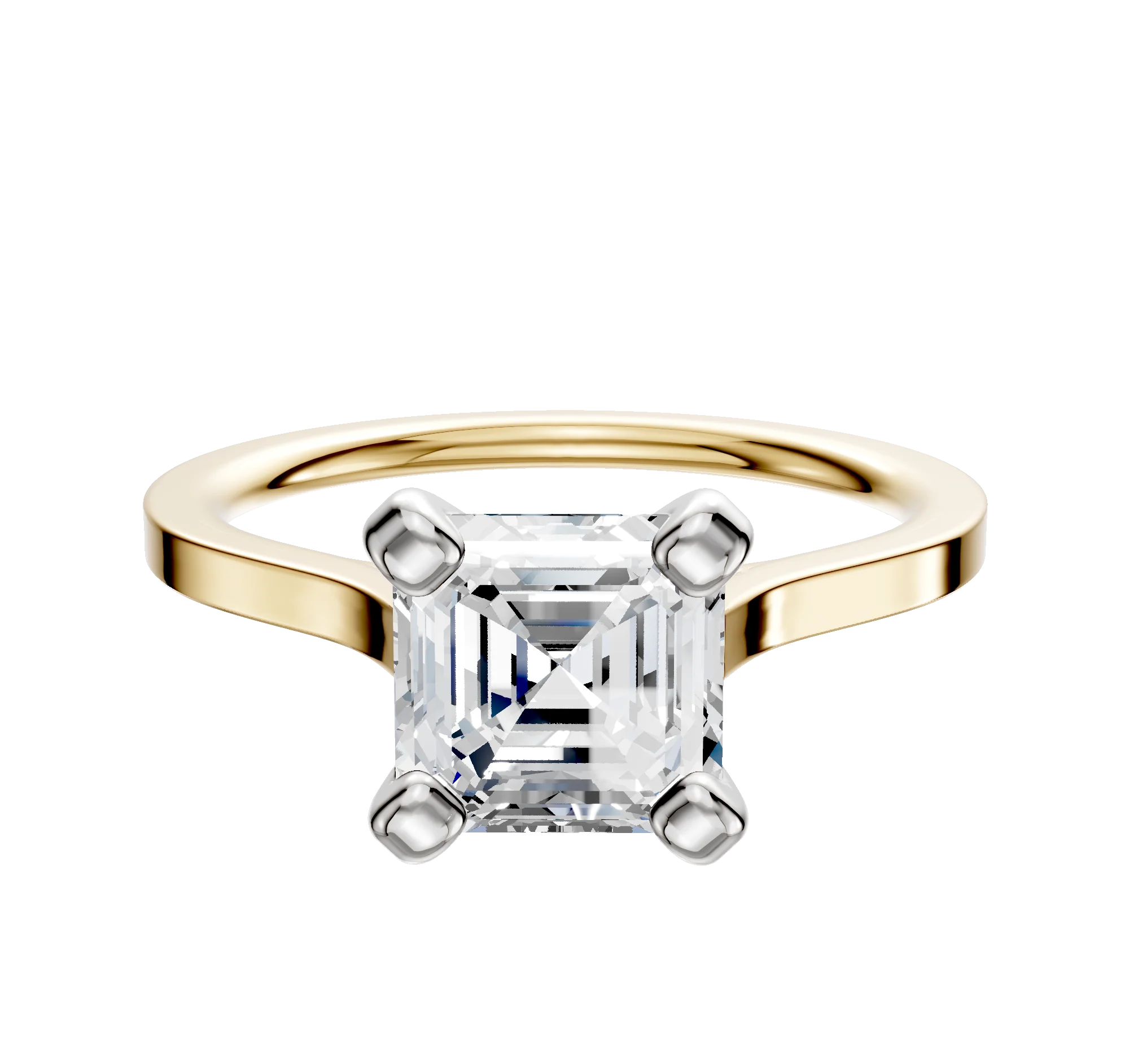 14K Two Tone 4 Prong Cathedral Flat 1.5mm Engagement Ring