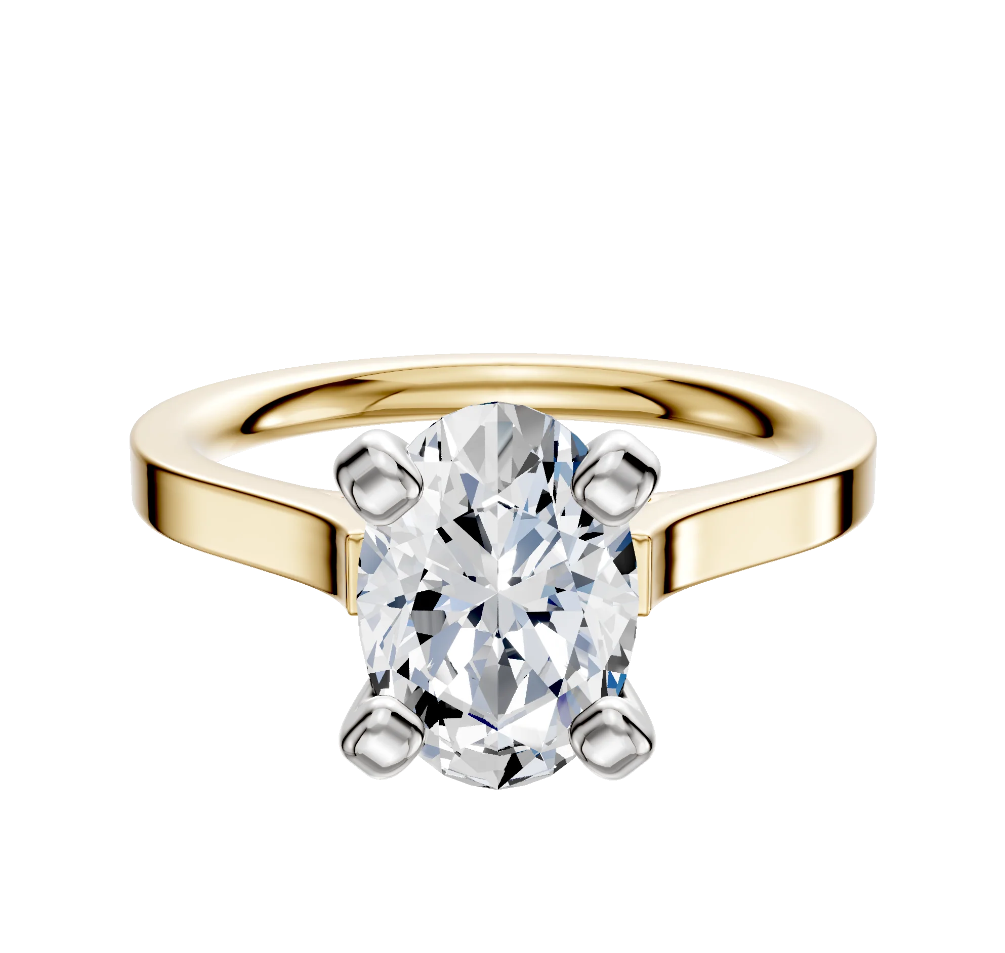 14K Two Tone 4 Prong Cathedral Flat 2.0mm Engagement Ring