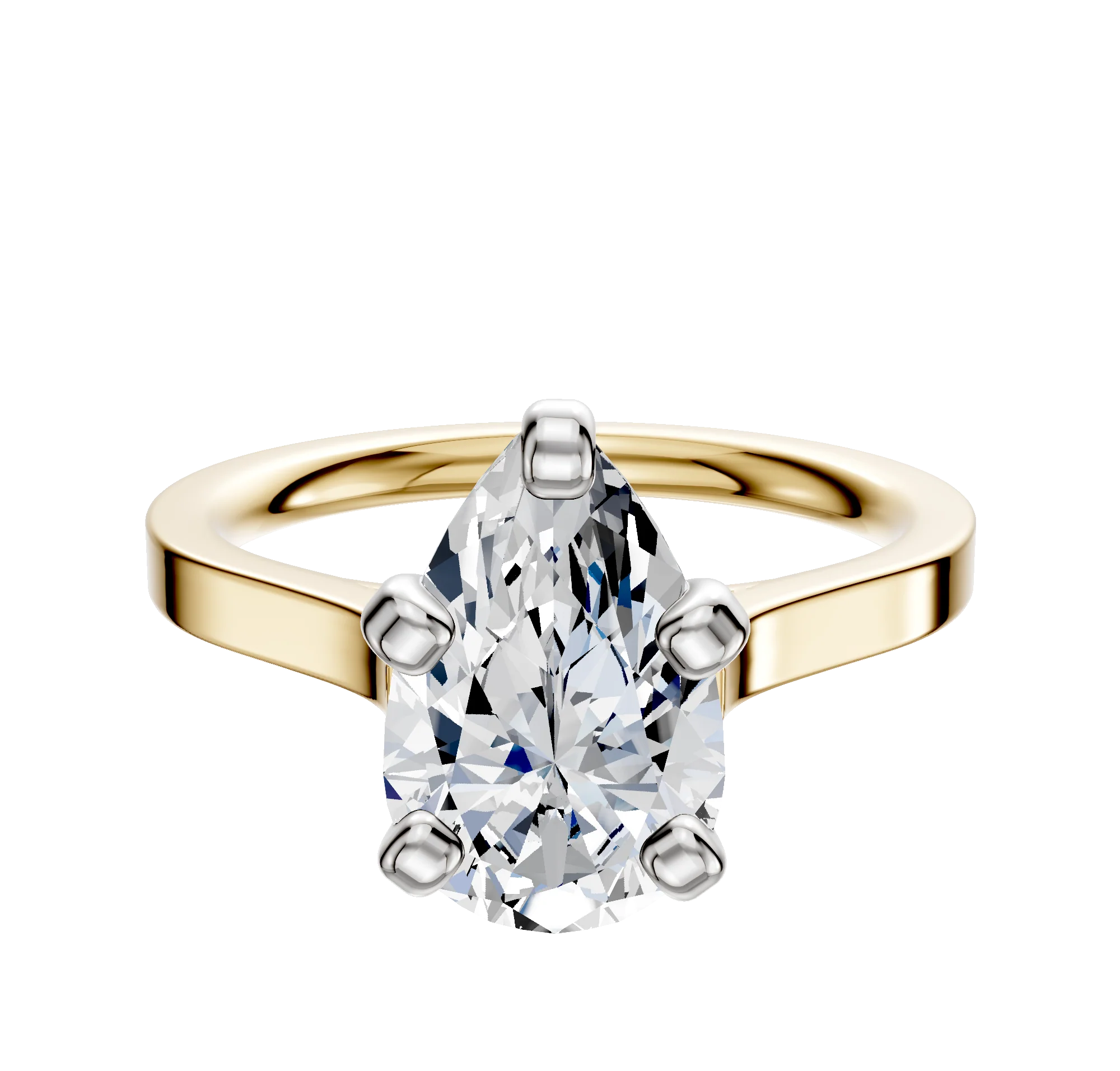14K Two Tone 4 Prong Cathedral Flat 2.0mm Engagement Ring