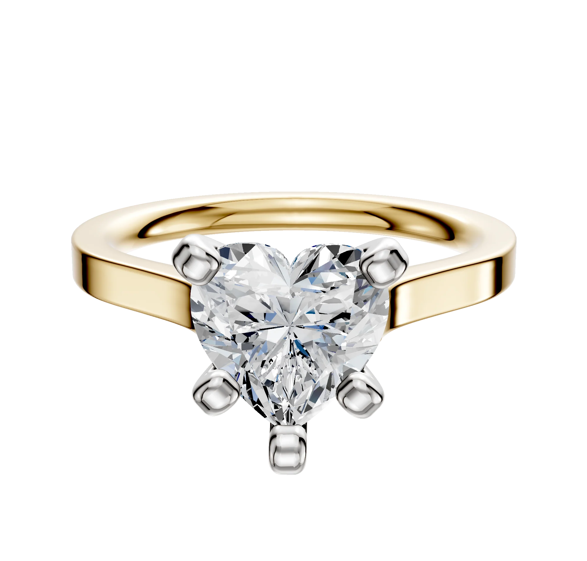 14K Two Tone 4 Prong Cathedral Flat 2.0mm Engagement Ring