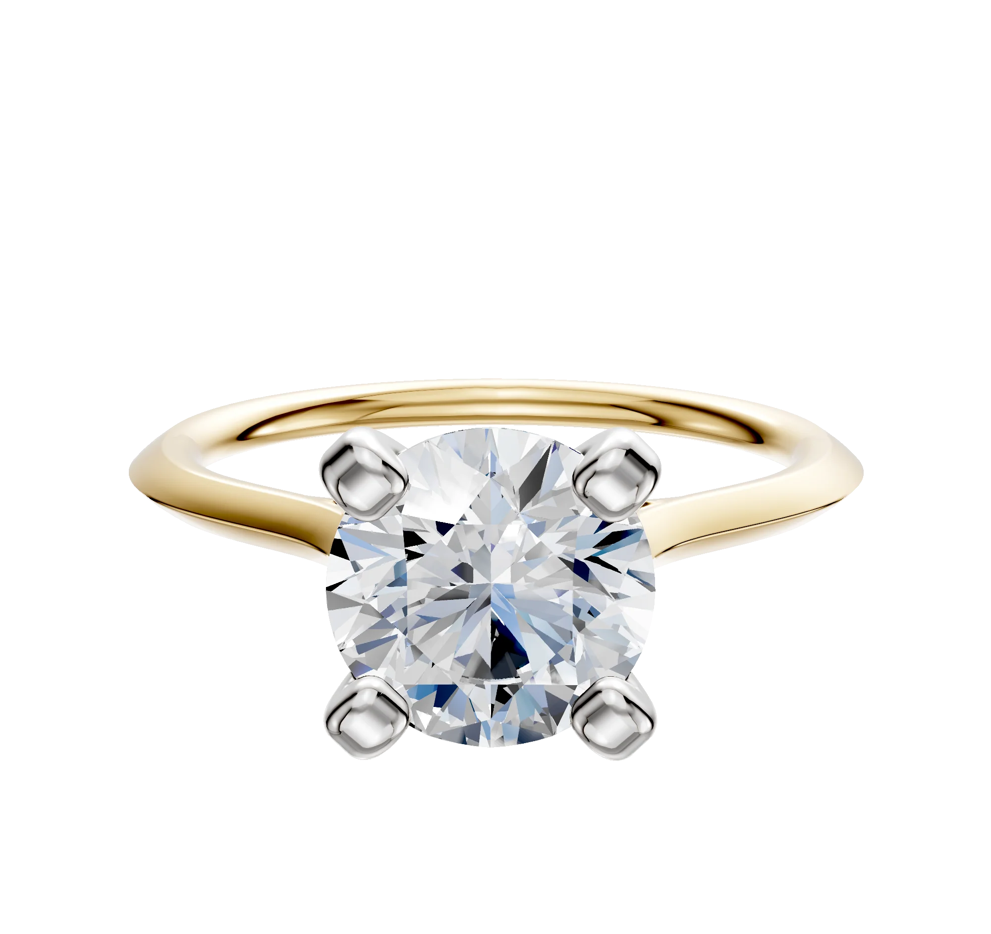 14K Two Tone 4 Prong Cathedral Knife Edge 1.5mm Engagement Ring